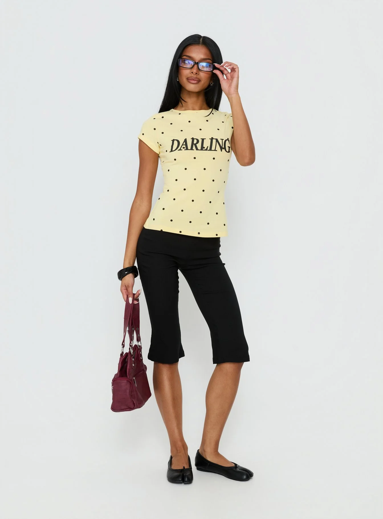 Darling Girl Graphic Top Yellow Polka Dot - Image 3