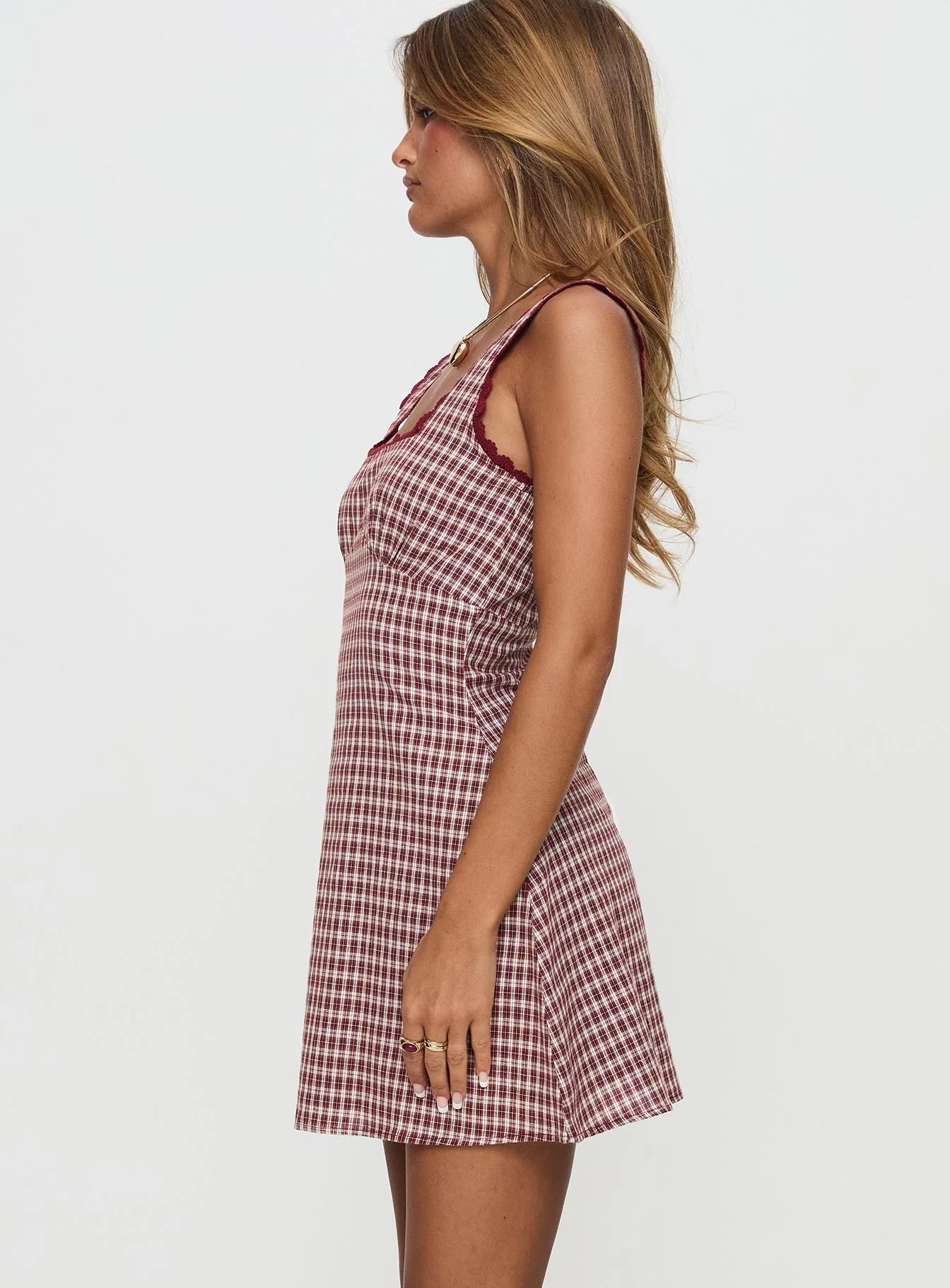 Dasha Mini Dress Red Check Tall - Image 4