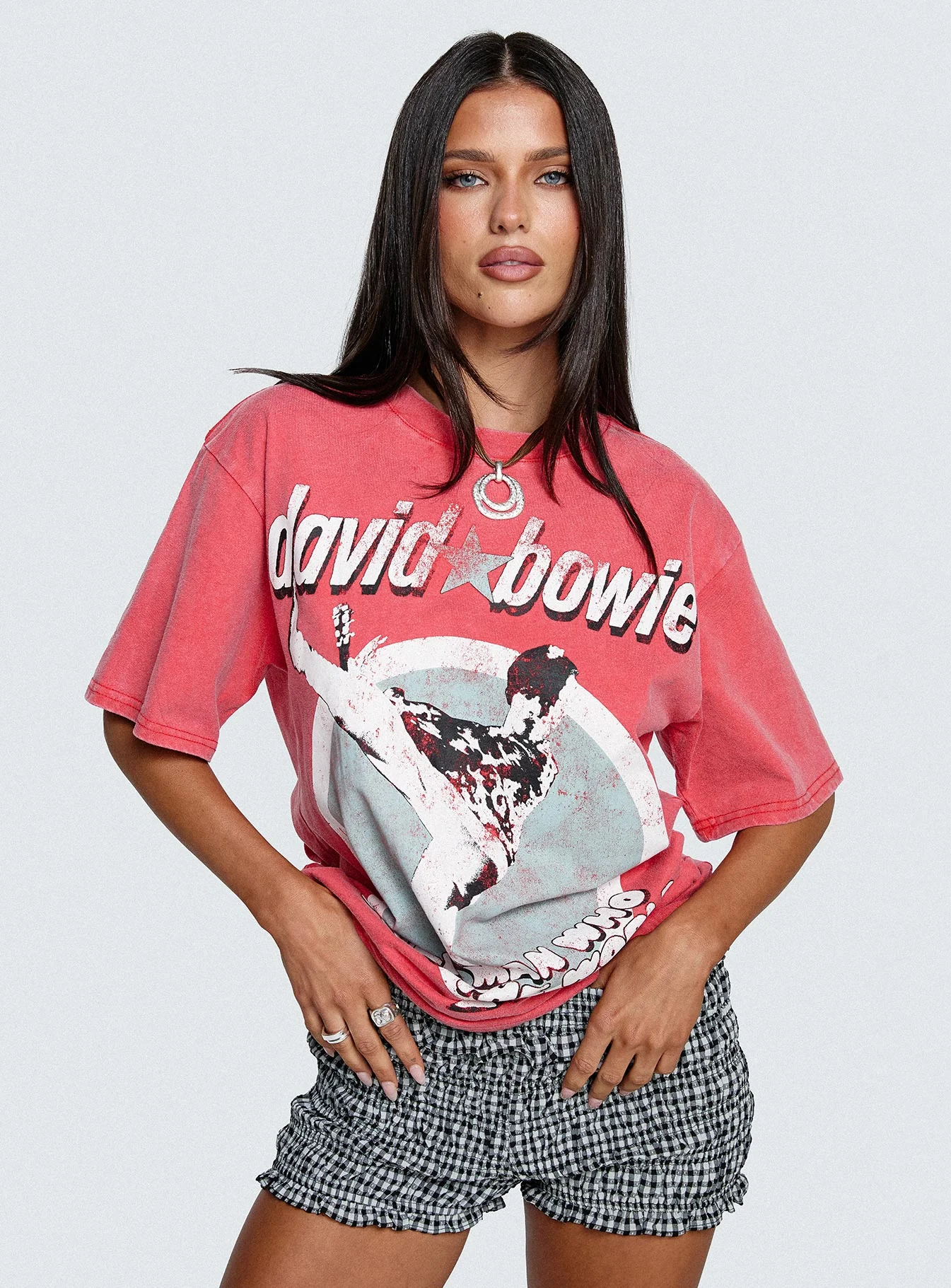 David Bowie Vintage Oversized Graphic Tee Red - Image 8