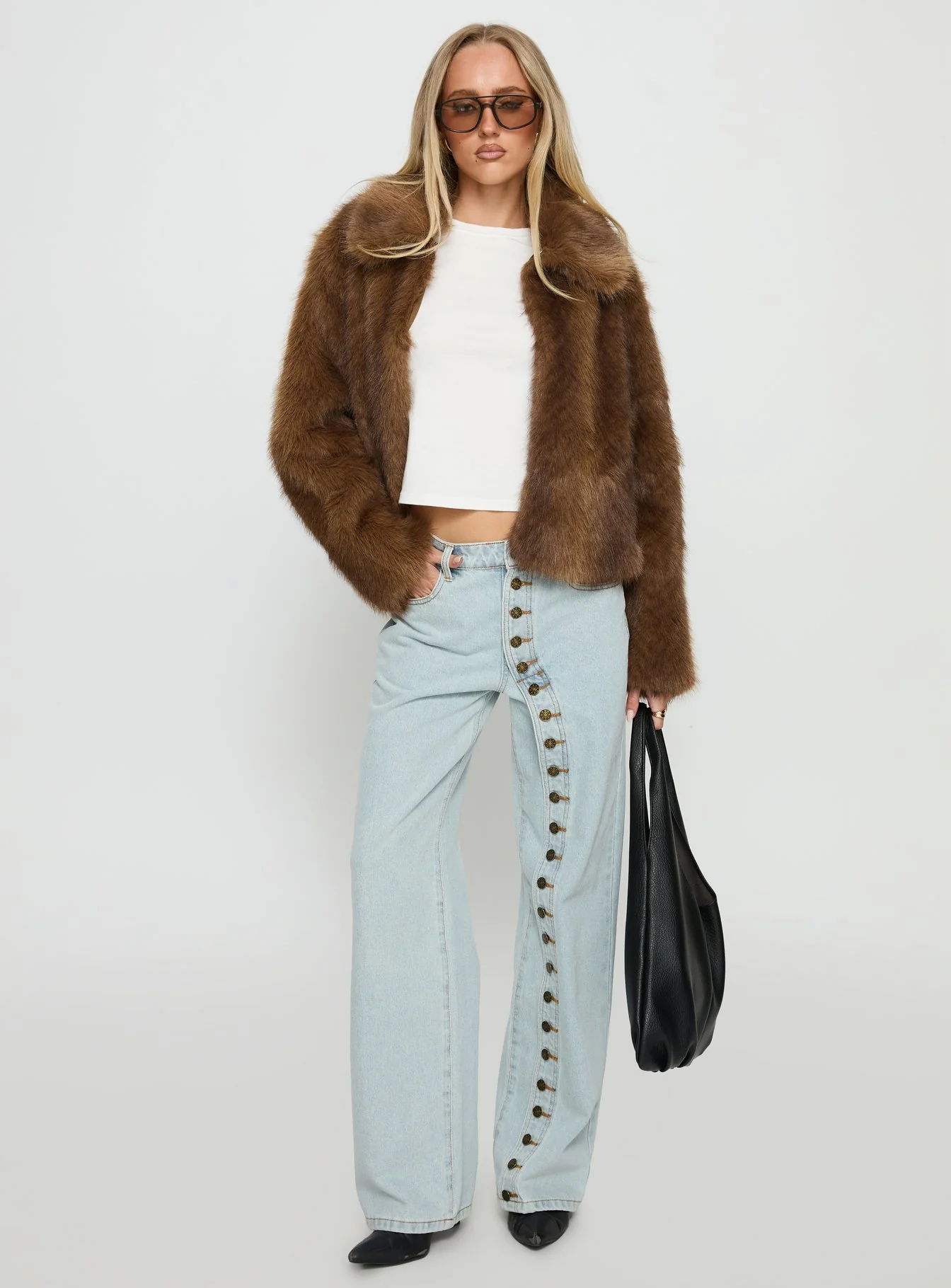 Dawnn Faux Fur Jacket Brown - Image 3