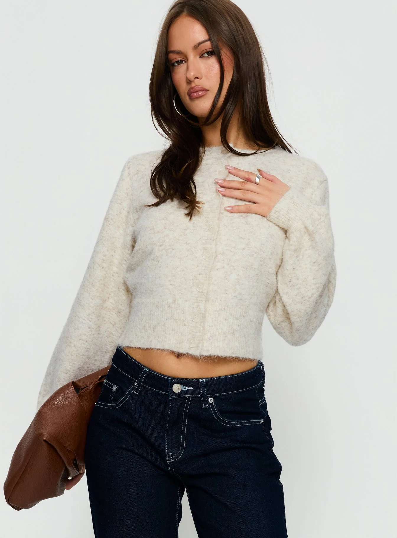 Dawsen Button Down Cardigan Cream - Image 2