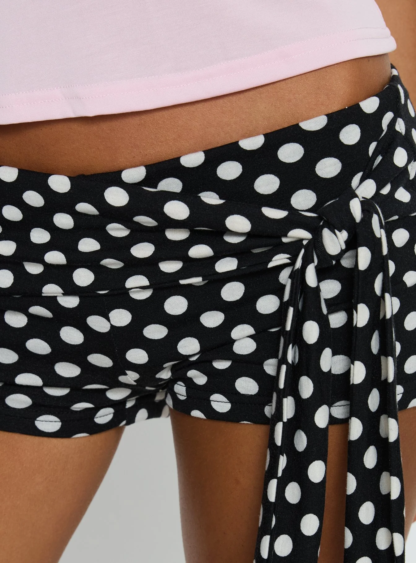 Declanne Wrap Micro Shorts Black Polka - Image 6