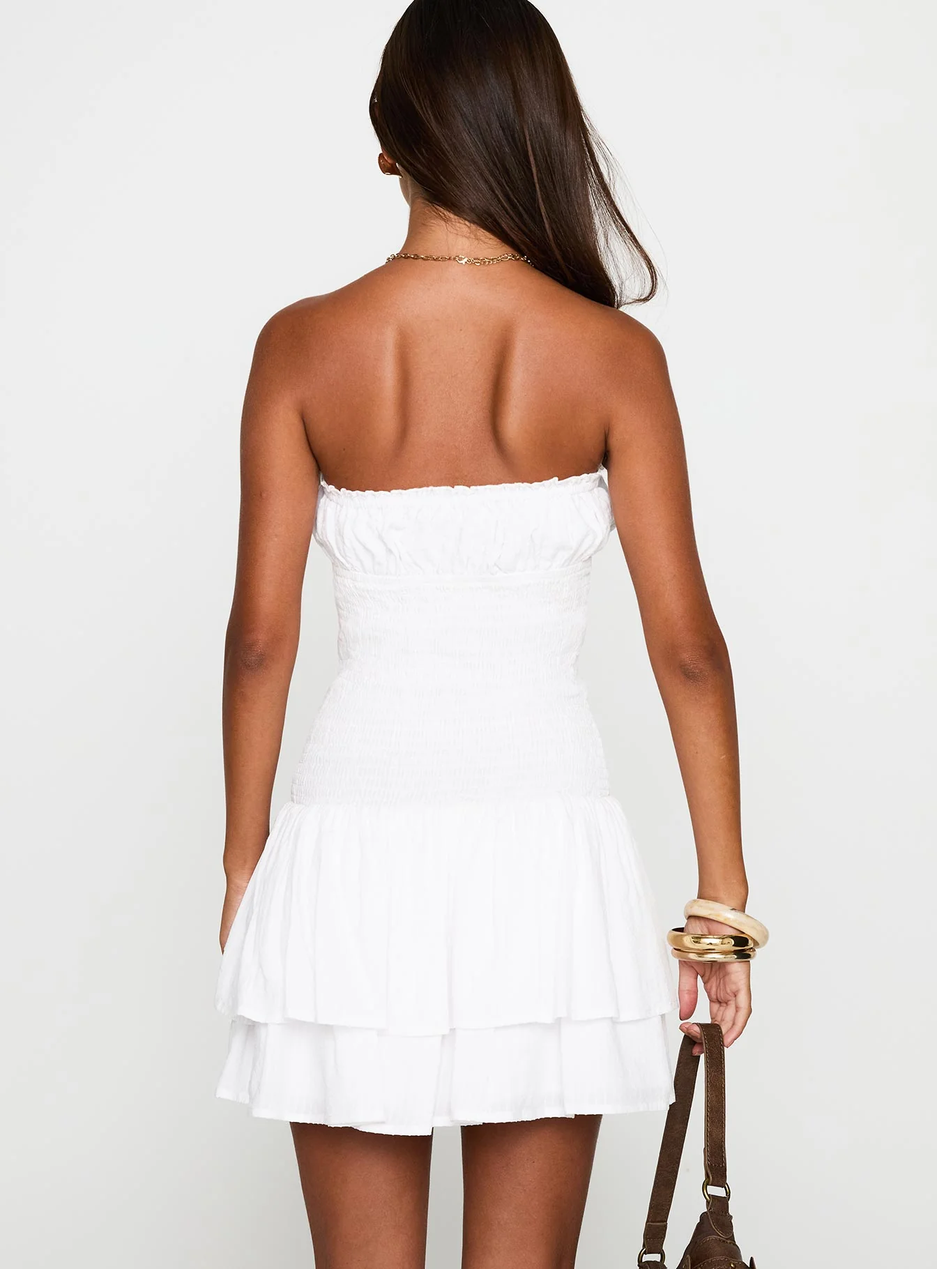 Delfie Strapless Mini Dress White - Image 5