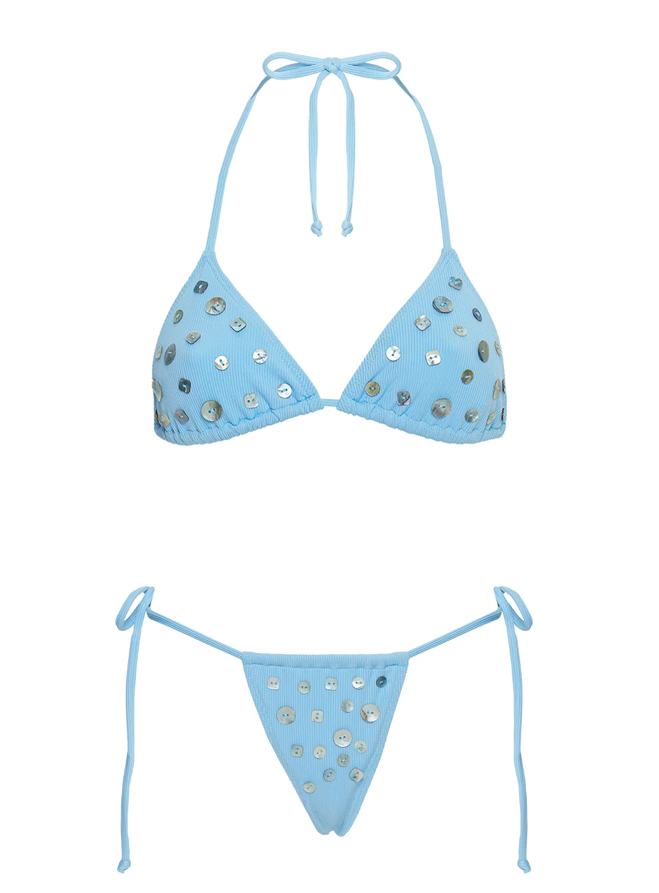 Delora Tie Side Cheeky Bikini Bottoms Blue - Image 5