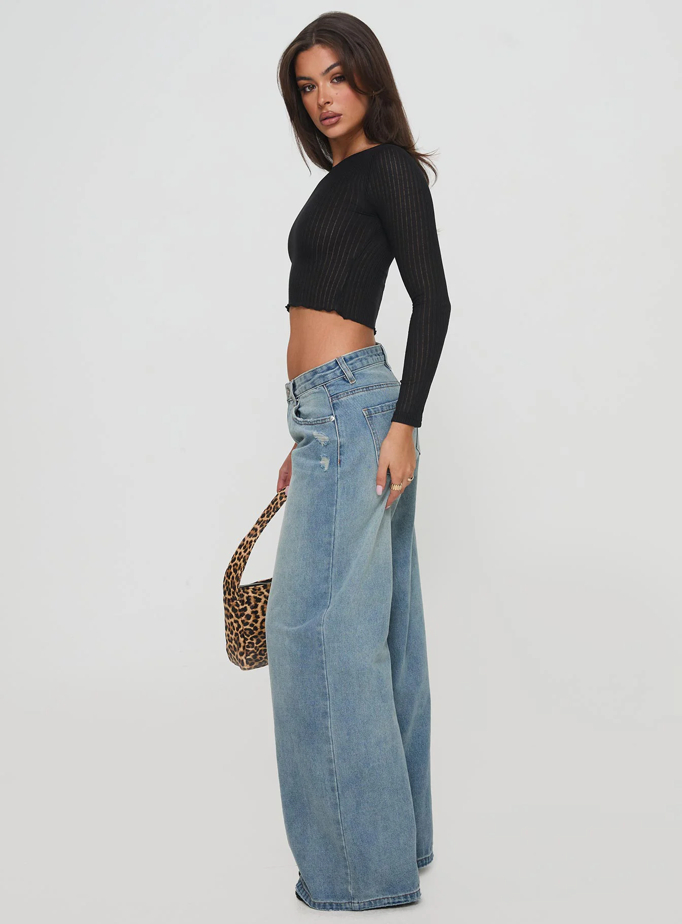 Demie Mid Rise Wide Leg Jeans Light Blue Wash - Image 4