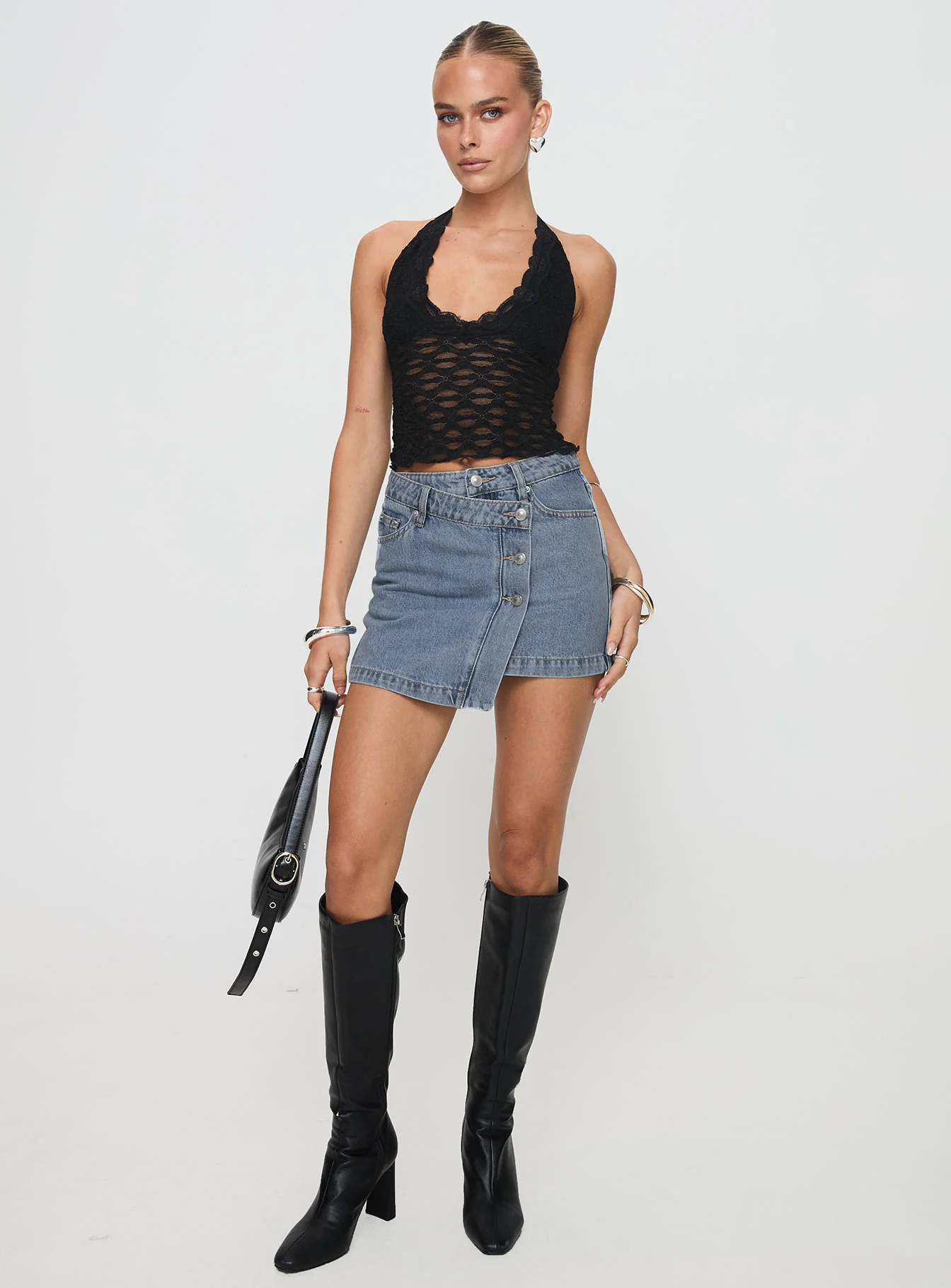 Denis Mini Denim Skirt Light Blue - Image 3