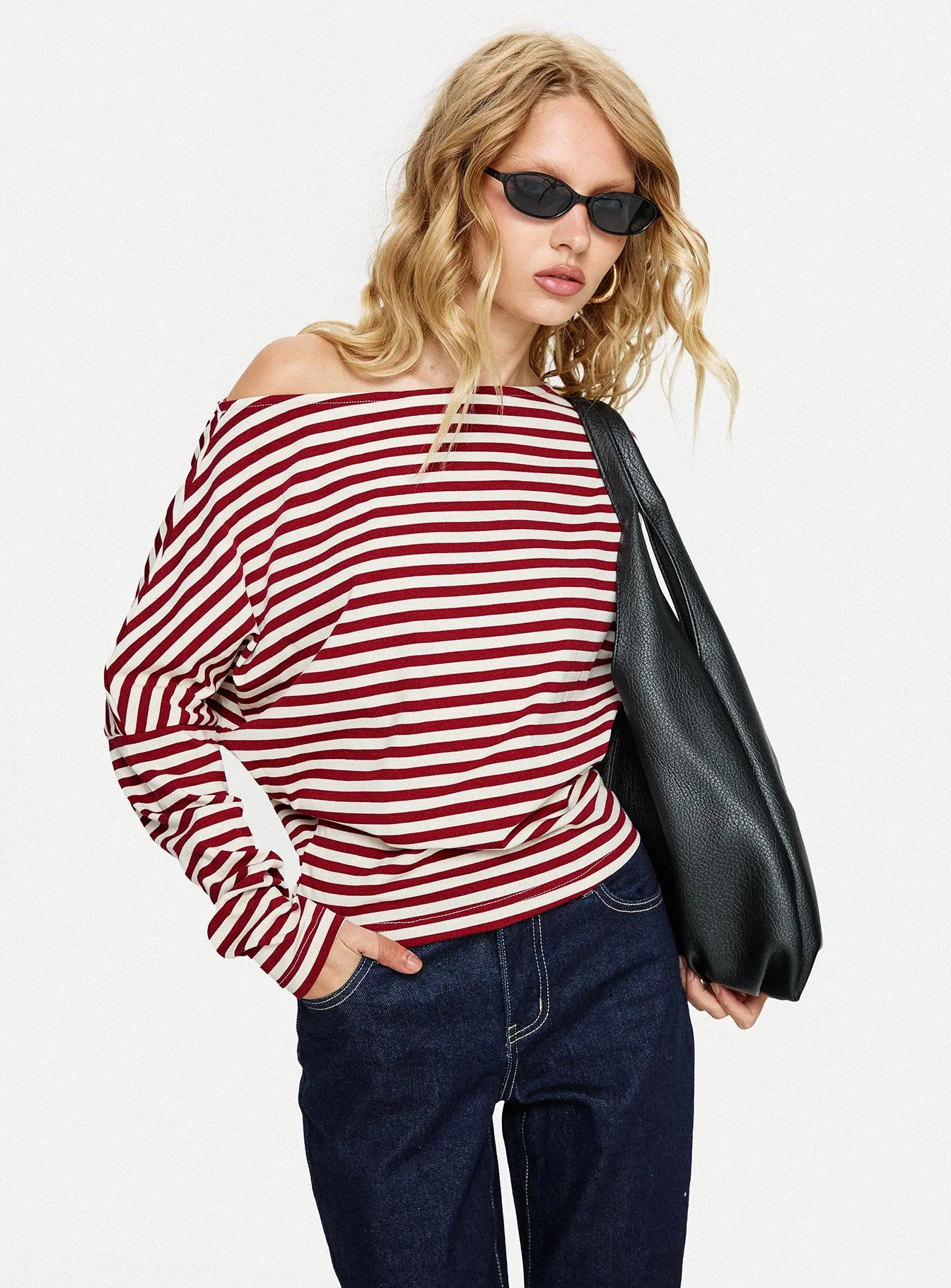 Deora Cinched Long Sleeve Top Red Stripe - Image 8