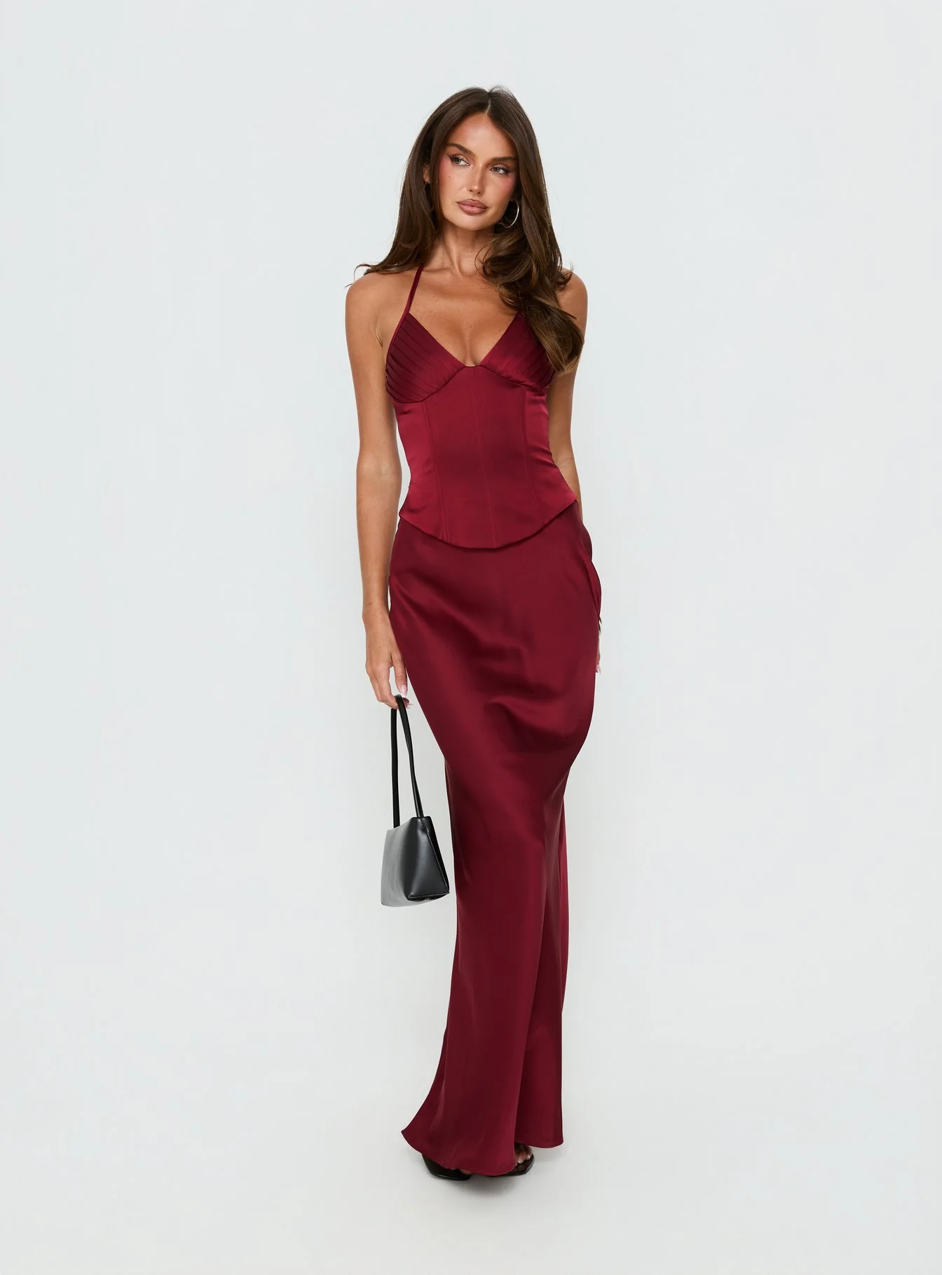 Devotedness Satin Corset Maxi Dress Deep Red - Image 2