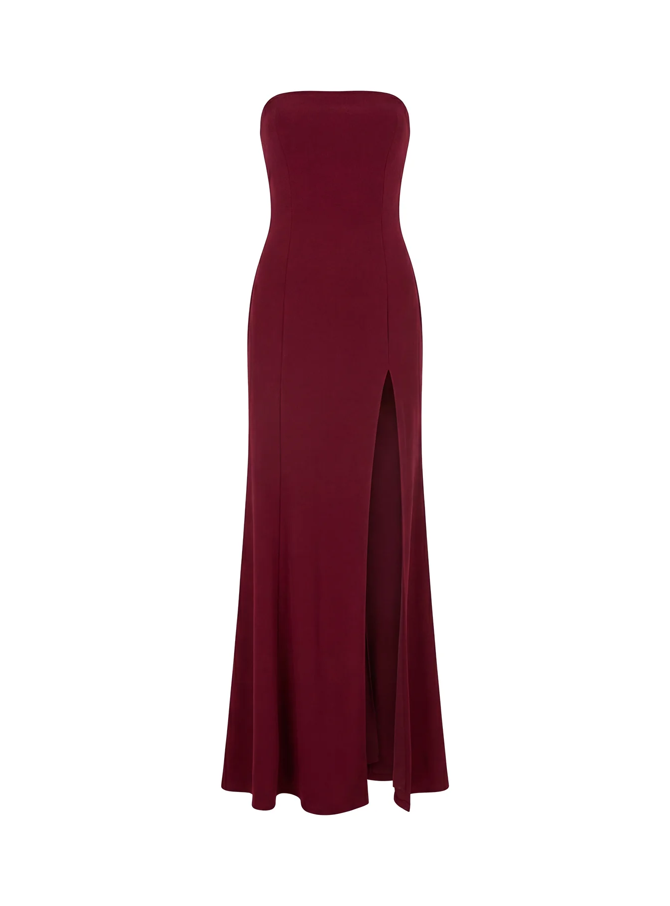Diamanti Strapless High Slit Maxi Dress Burgundy - Image 10