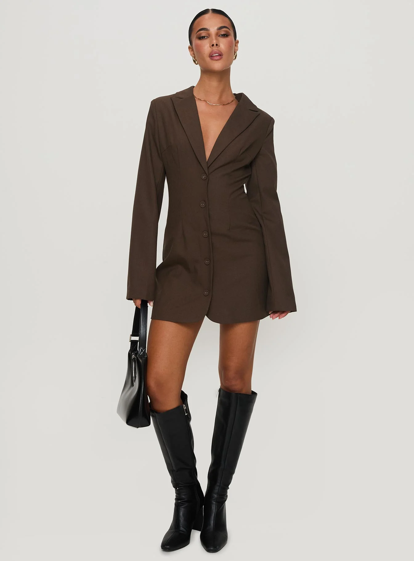 Dianah Blazer Mini Dress Brown - Image 2