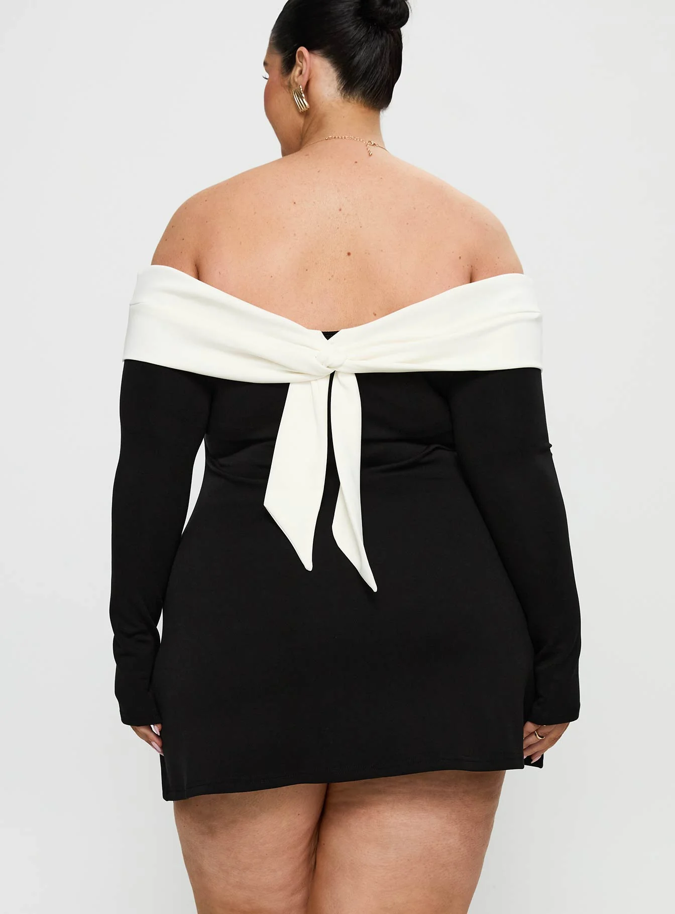 Distractions Off Shoulder Long Sleeve Mini Dress Multi Curve - Image 5