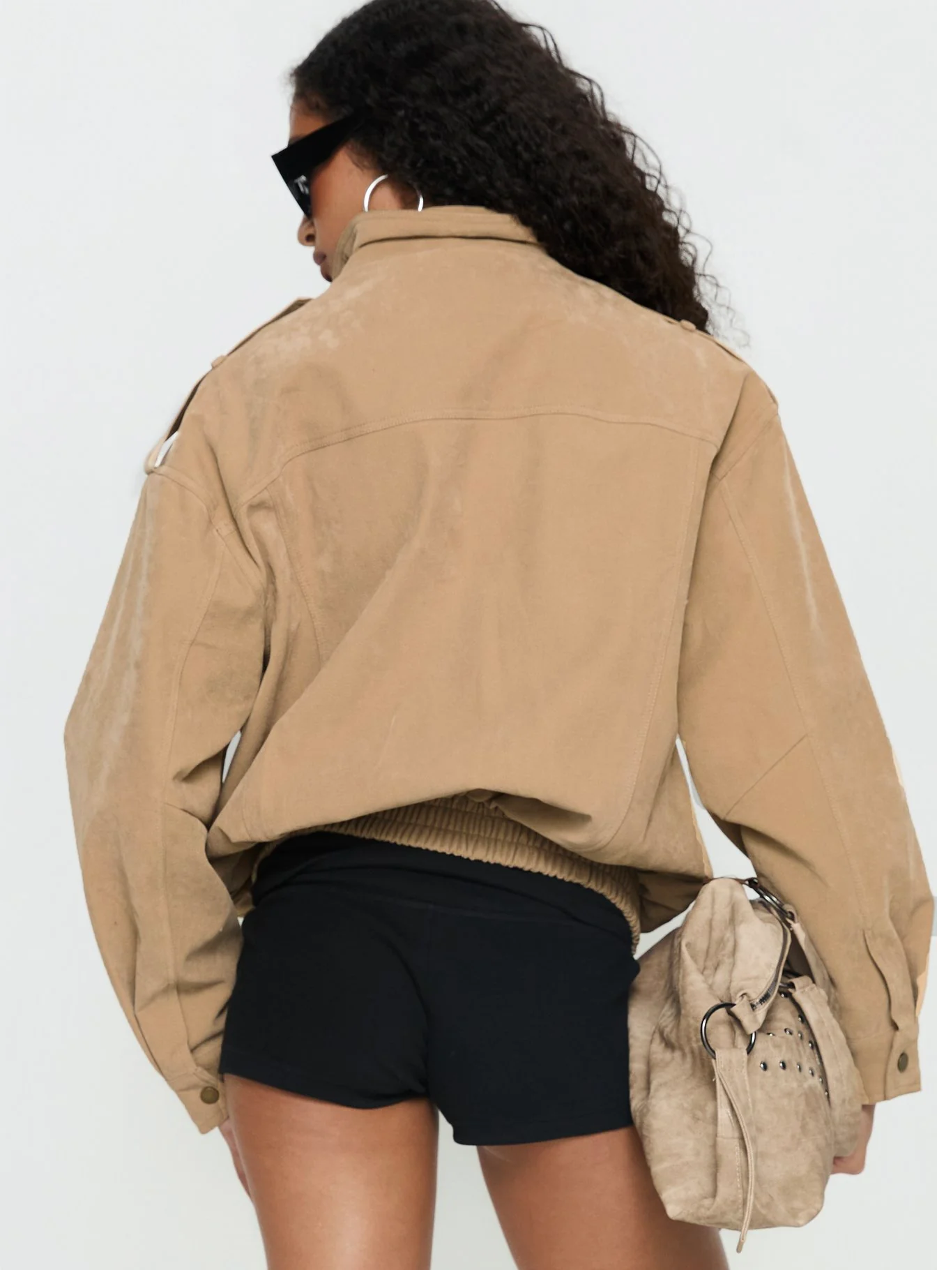 Double Life Funnel Neck Cargo Jacket Beige - Image 5
