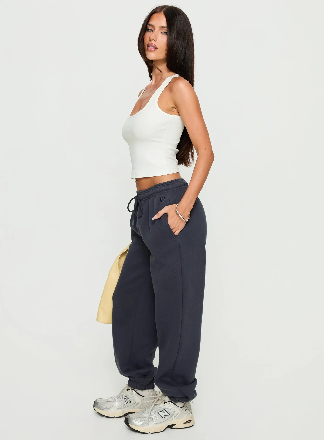 Caspa Dream Fleece Oversized Ankle Cuff Jogger Navy - Image 3