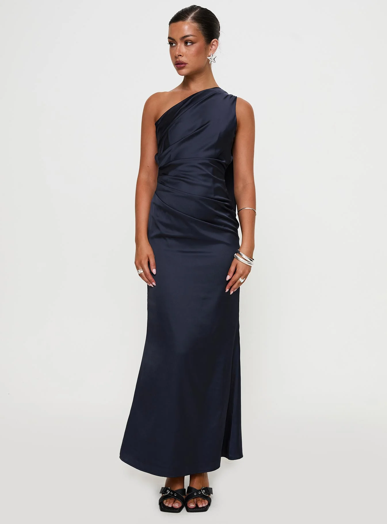 Dulcia One Shoulder Maxi Dress Blue - Image 2