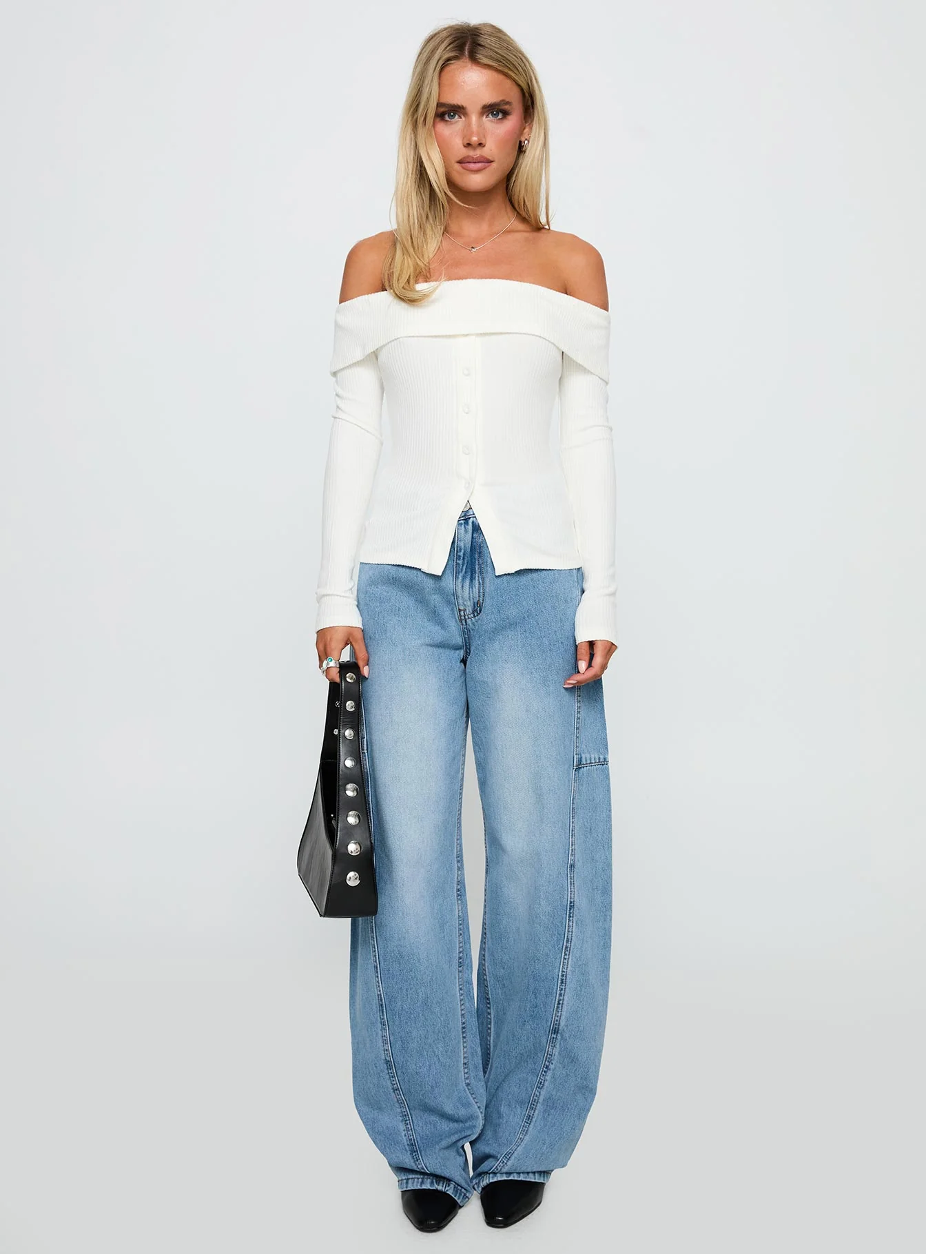 Dusk Dipped Off Shoulder Top White - Image 7