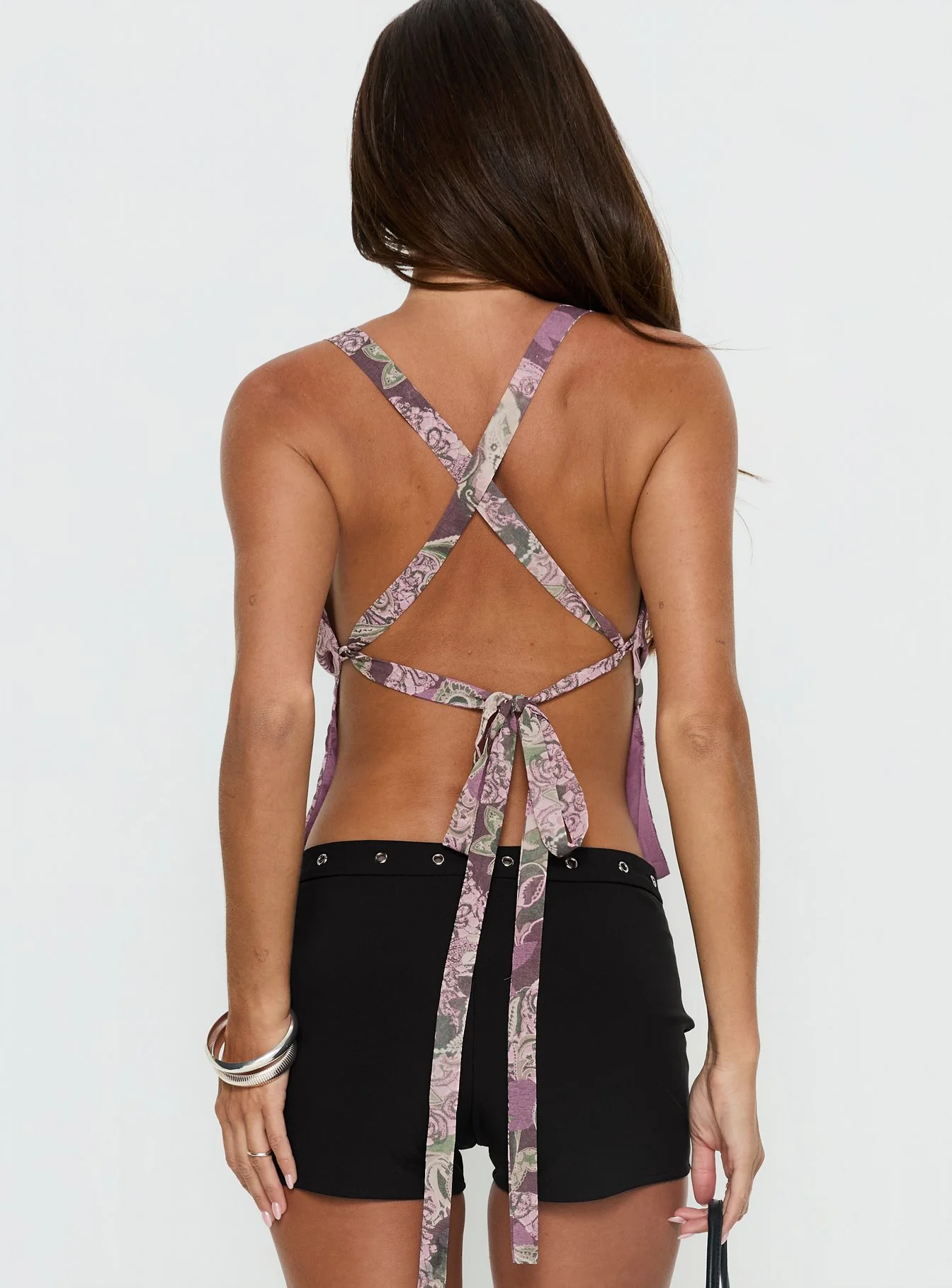 Eboni Multi Wear Cowl Neck Top Purple Multi - Image 5