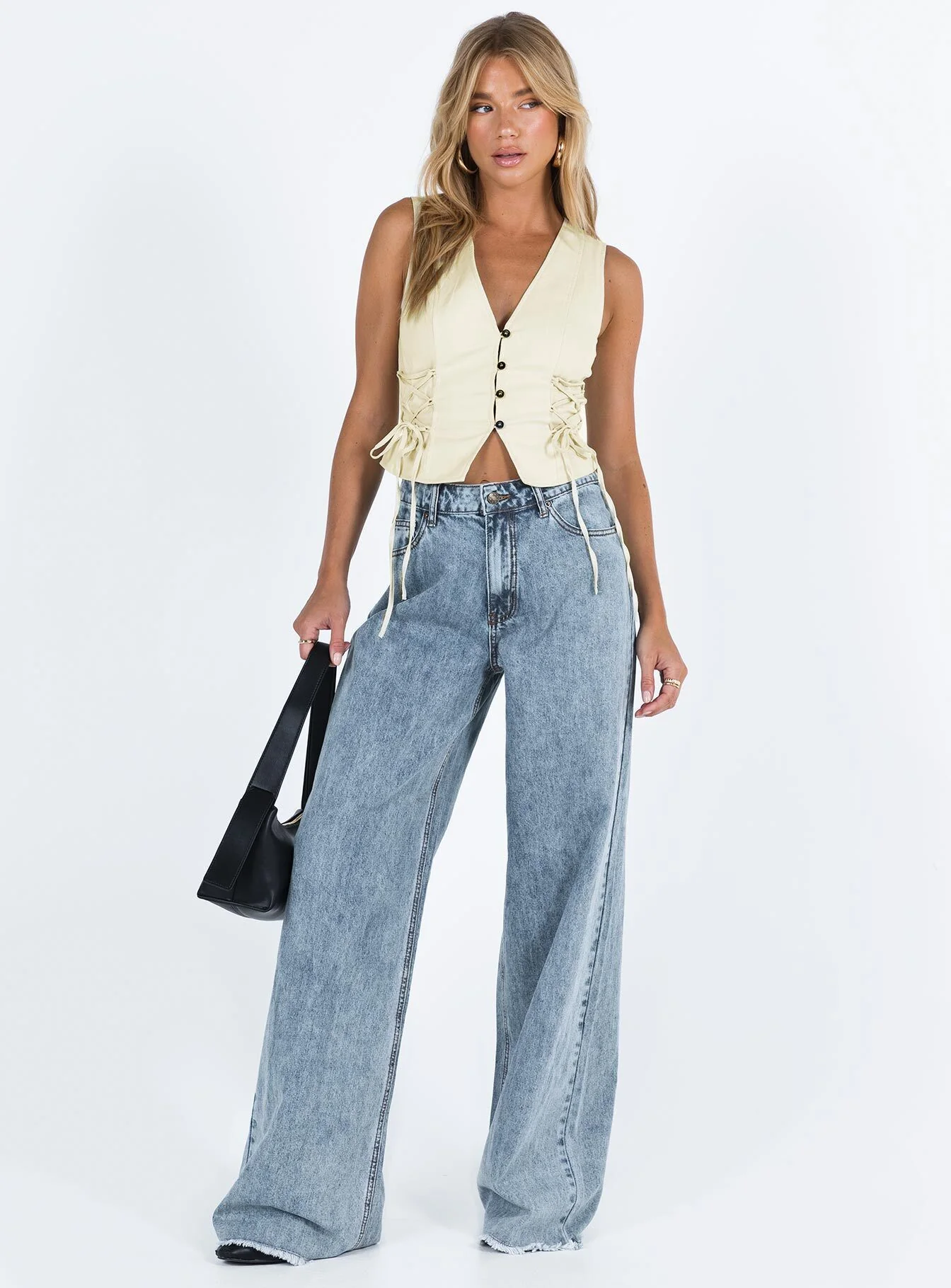 Eivissa High Rise Baggy Jeans Faded Denim - Image 3