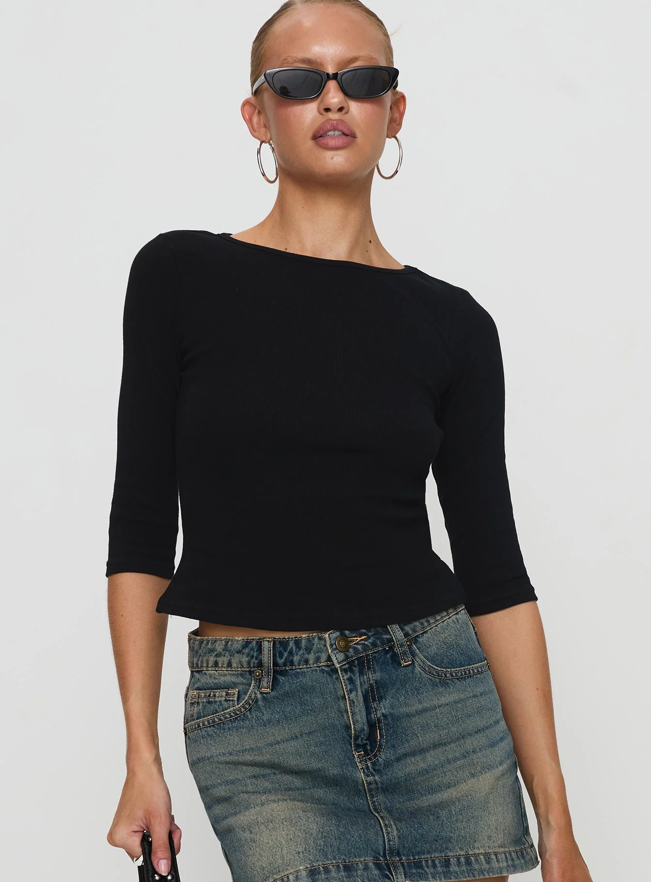 Elaia 3/4 Sleeve Top Black - Image 3