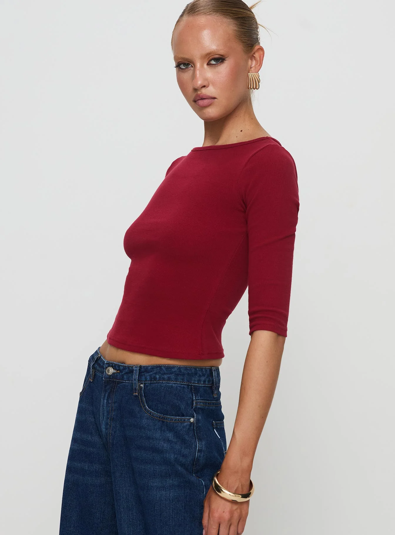 Elaia 3/4 Sleeve Top Red - Image 5
