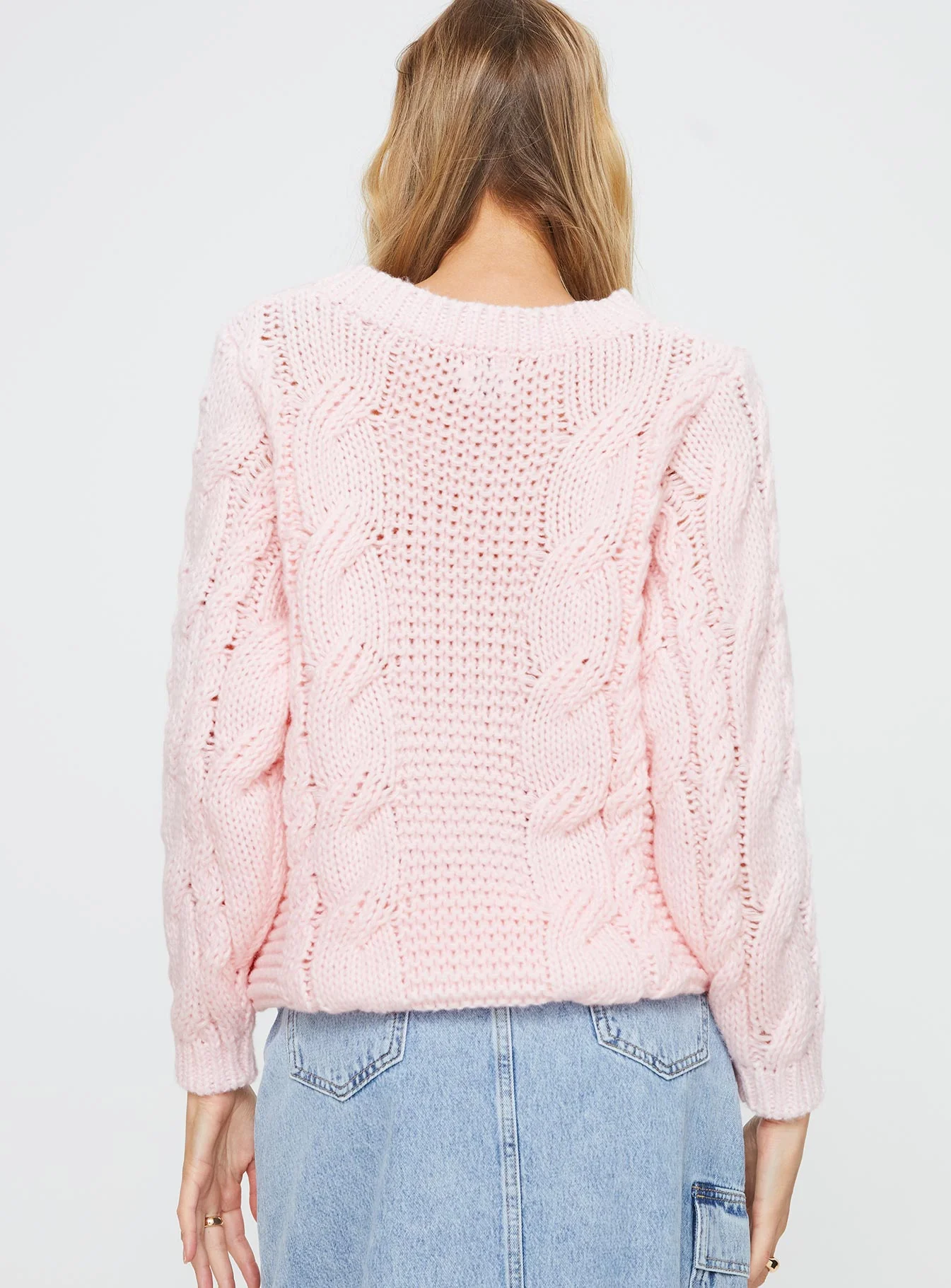 Ellison Cable Knit Sweater Blush Pink - Image 5