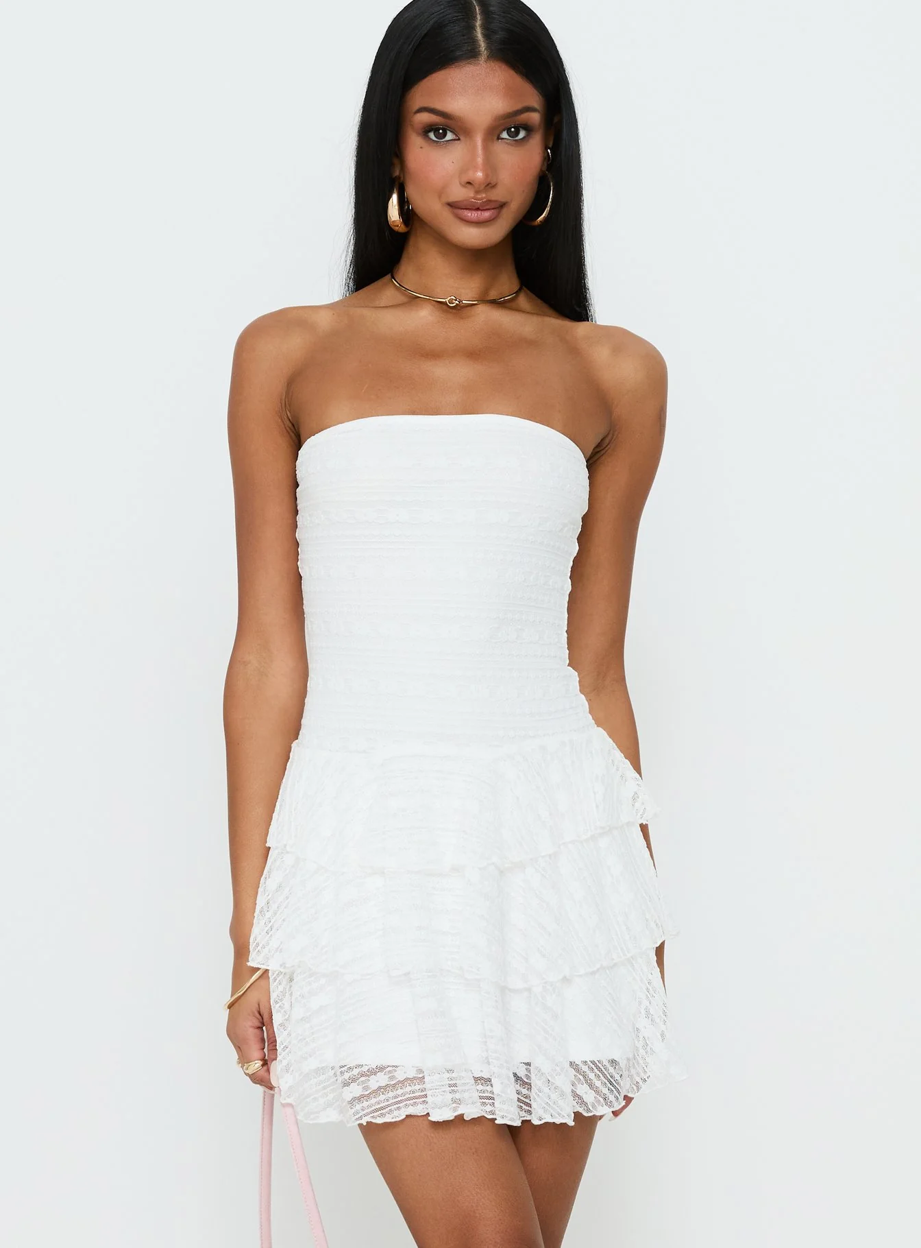 Emarie Strapless Mini Dress White - Image 2