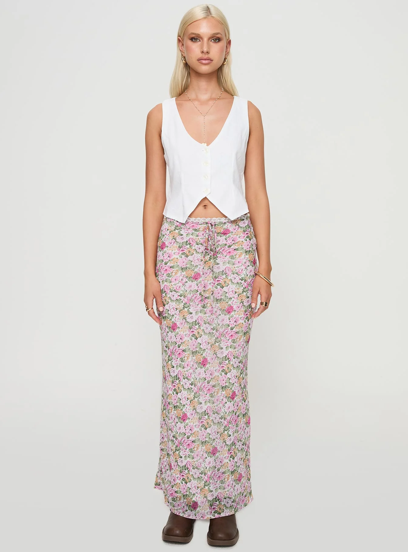 Emily Maxi Skirt Pink Floral - Image 7
