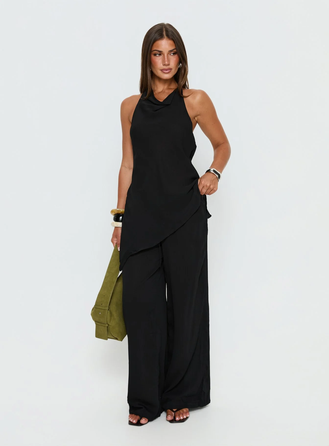 Emorisa Mid Rise Chiffon Pant Black - Image 4