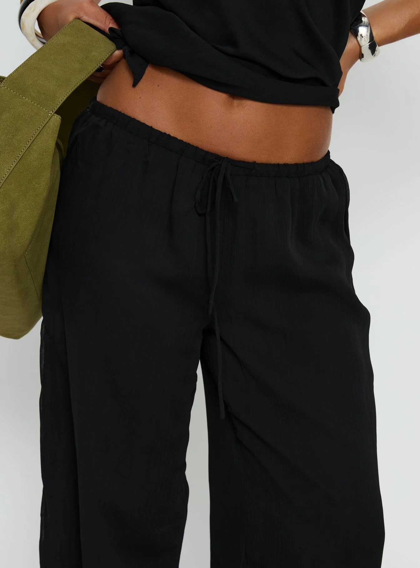 Emorisa Mid Rise Chiffon Pant Black - Image 7