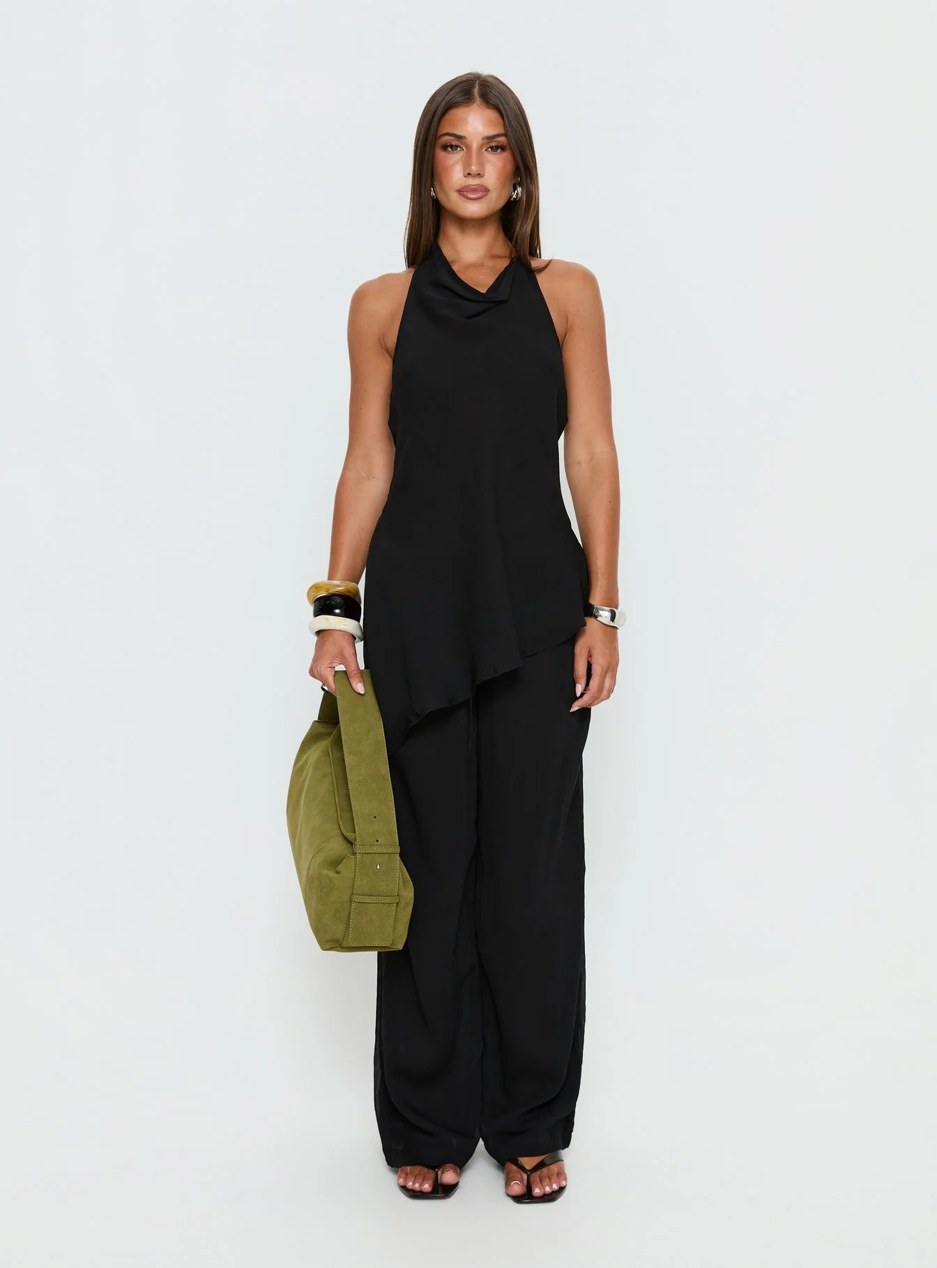 Emorisa Mid Rise Chiffon Pant Black - Image 8