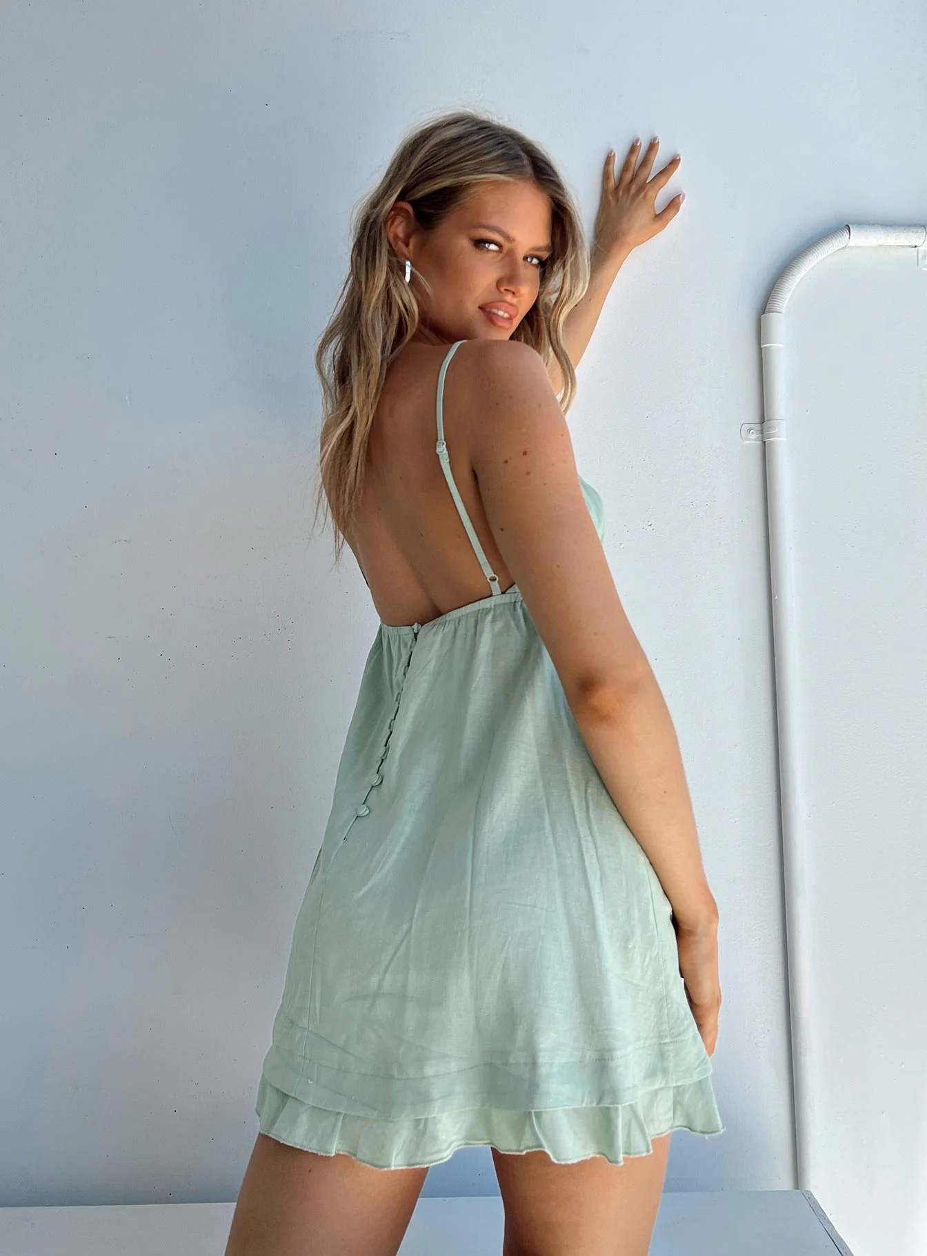 Empress Of Love Mini Dress Sage - Image 10