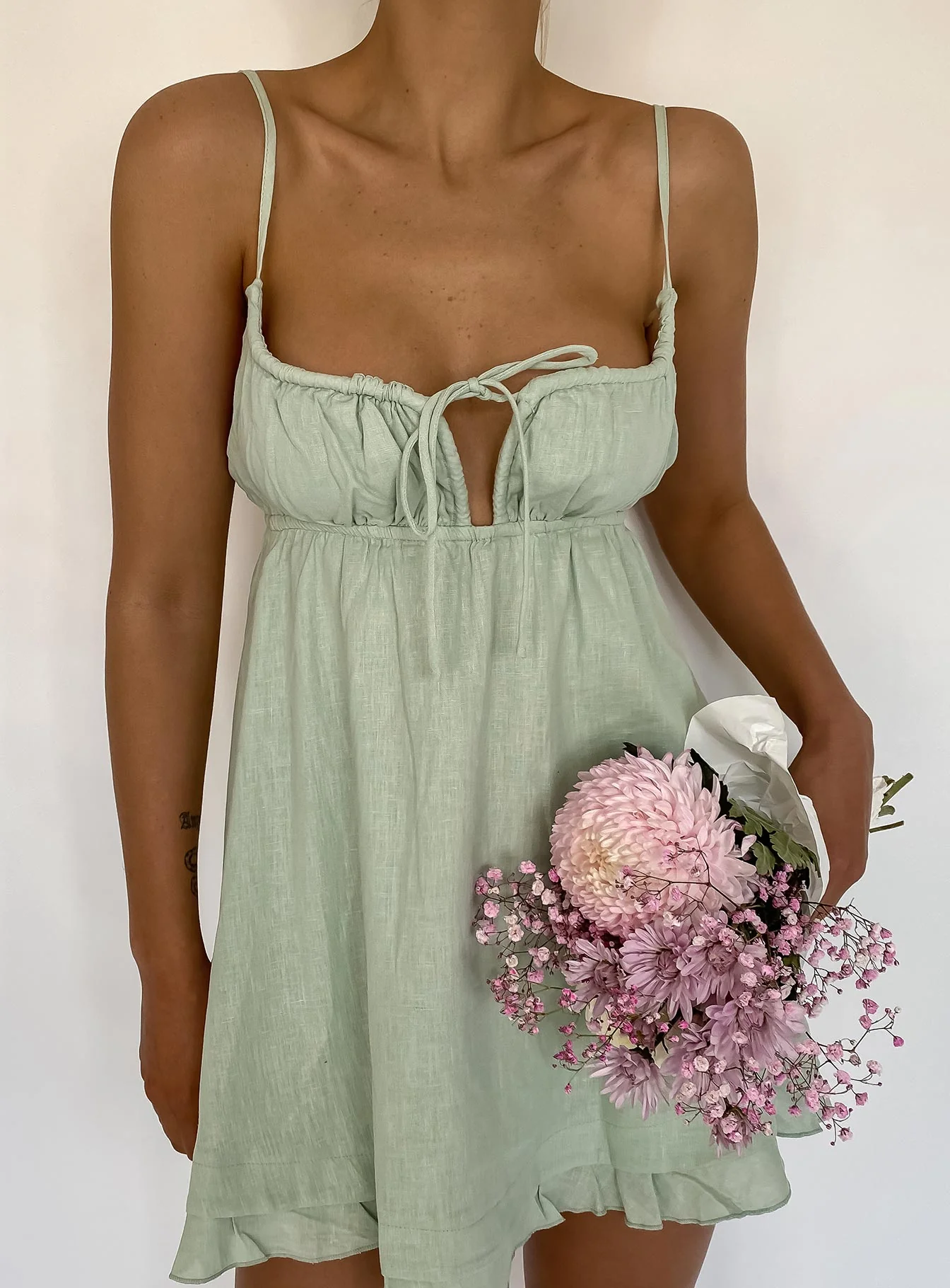 Empress Of Love Mini Dress Sage - Image 12