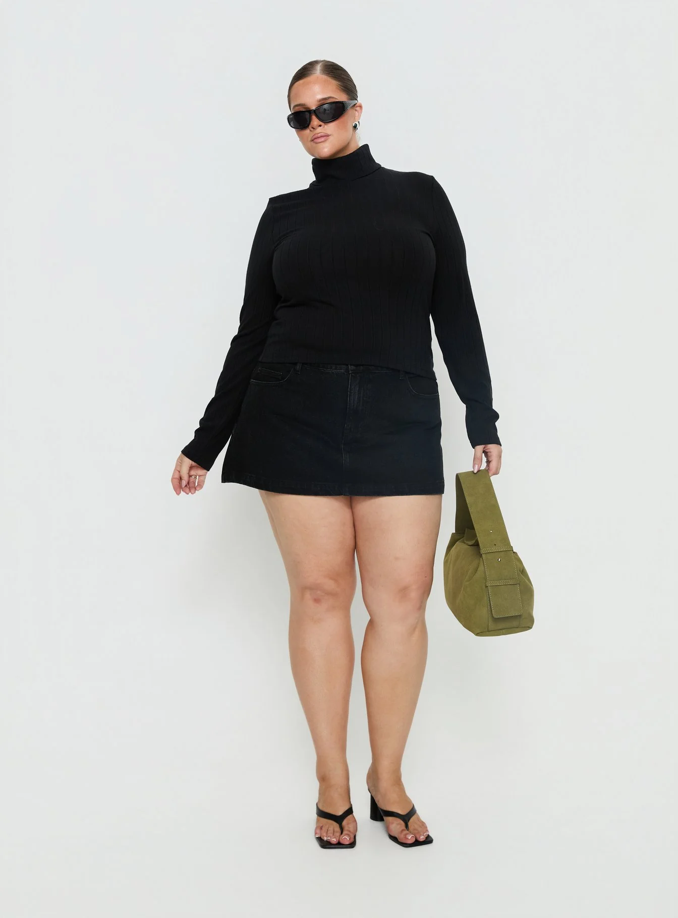 Enisa High Neck Long Sleeve Top Black Curve - Image 3