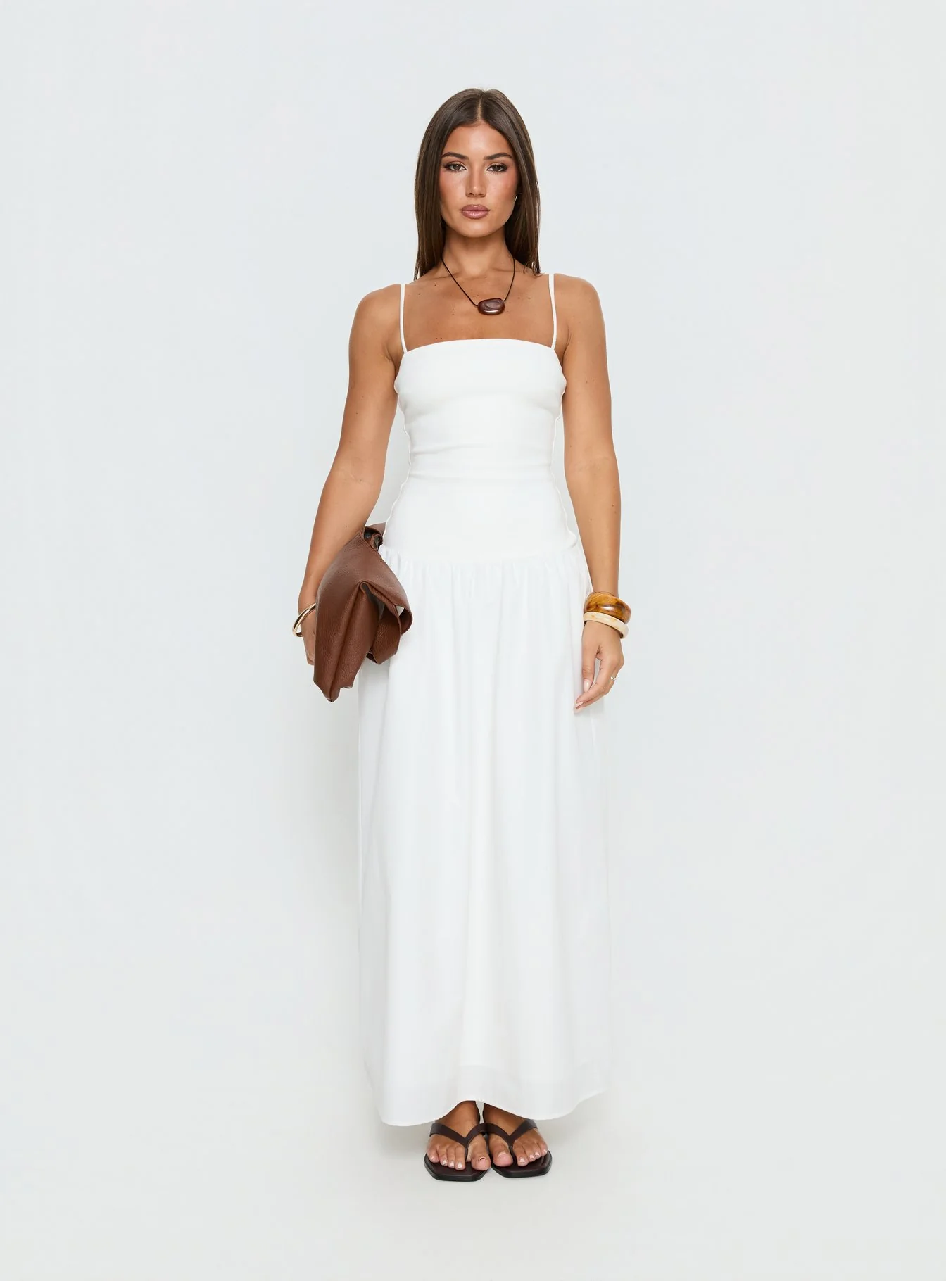 Erroll Drop Waist Knit Maxi Dress White - Image 7