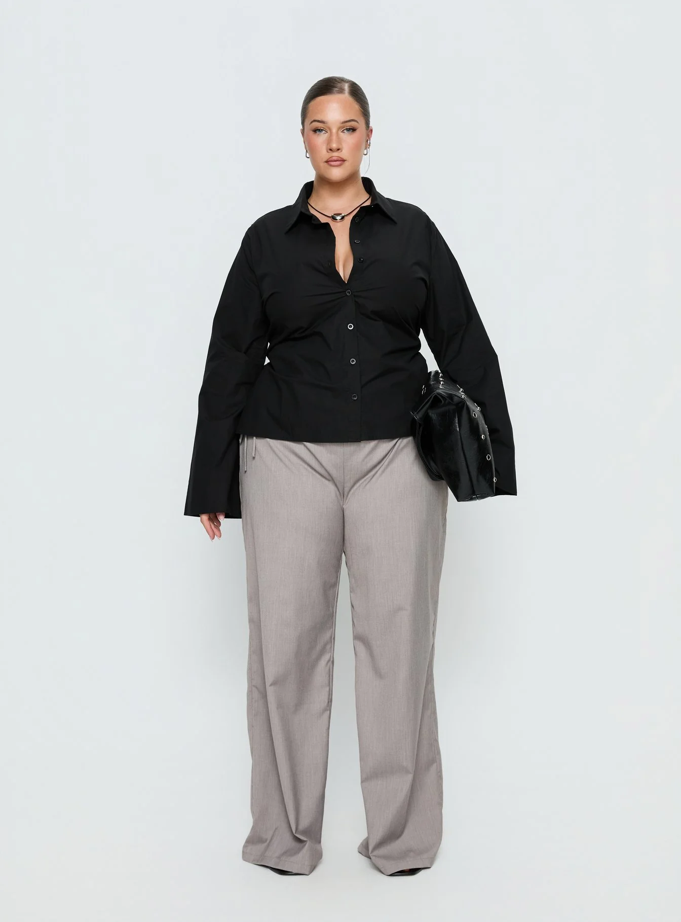 Eryx Tie Back Button Up Top Black Curve - Image 7