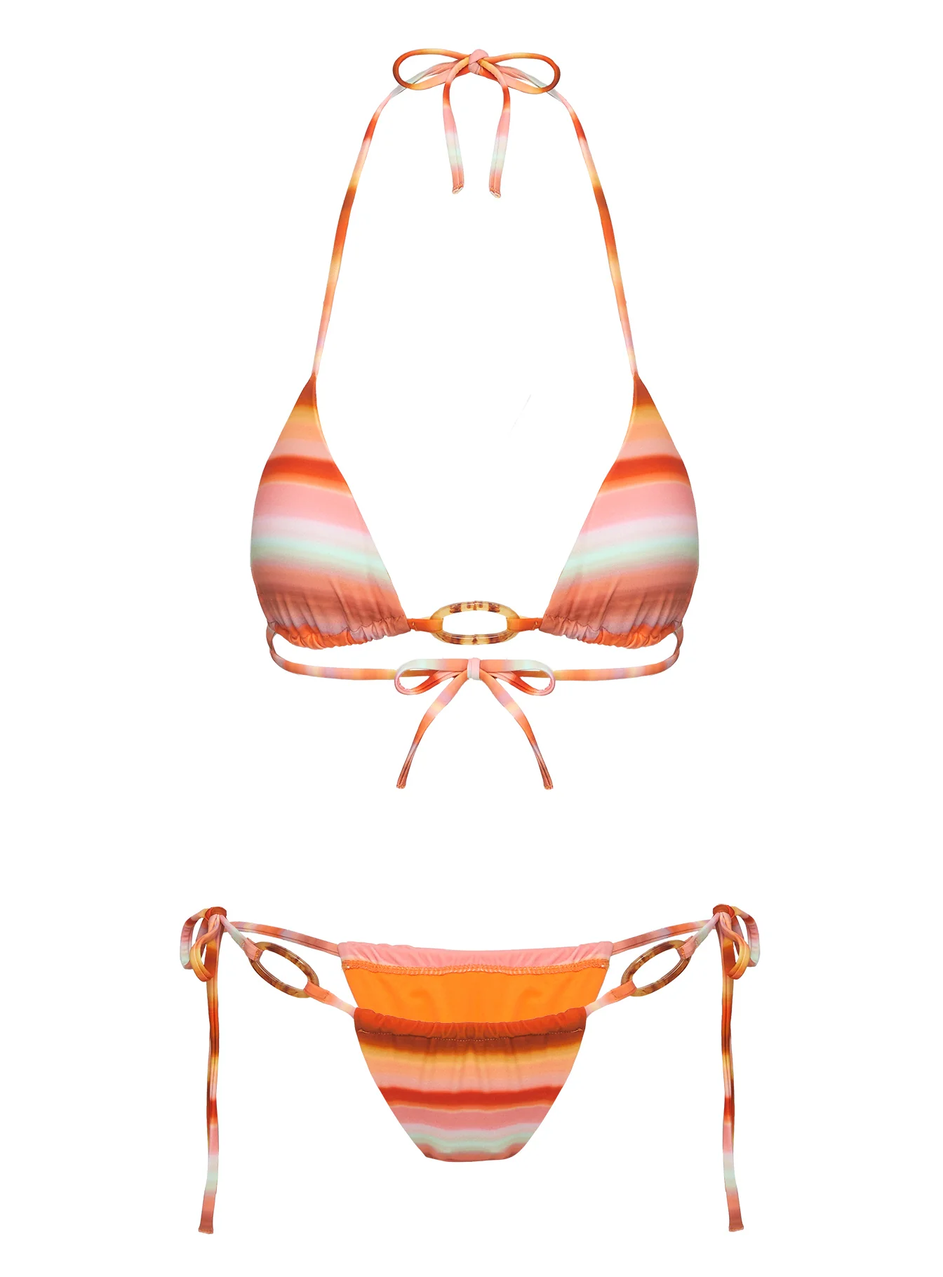 Essense Triangle Bikini Top Orange Multi - Image 5