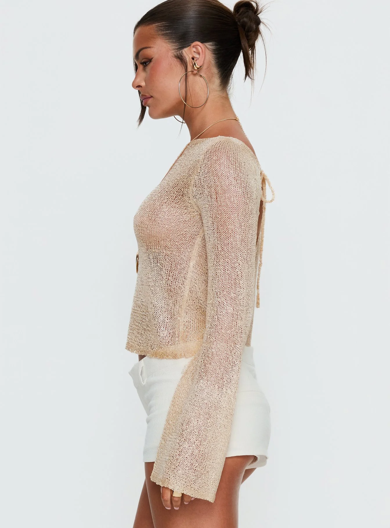 Evanne Long Sleeve Knit Top Champagne - Image 3