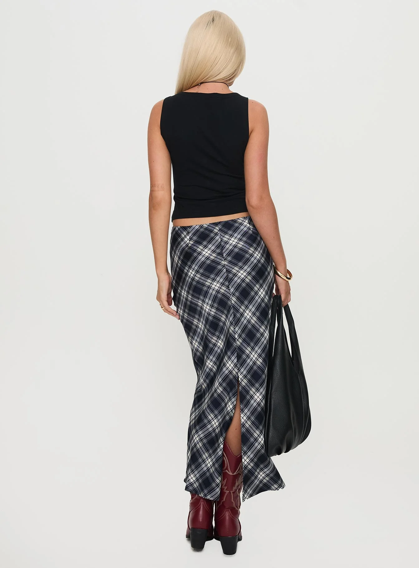 Everlie Low Waist Maxi Skirt Check Multi - Image 5