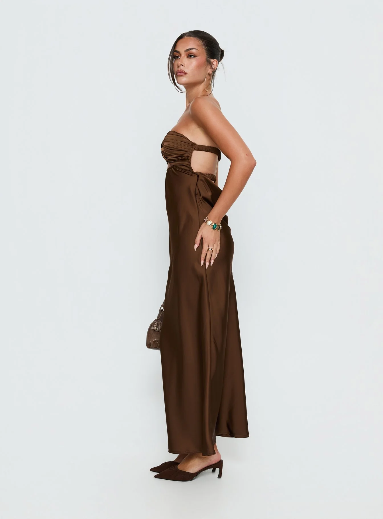 Faviola Strapless Maxi Dress Chocolate - Image 4