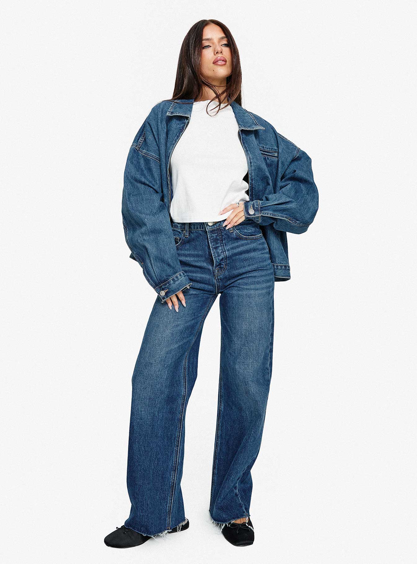 Fawcett High Rise Straight Leg Jeans Dark Blue Wash - Image 8