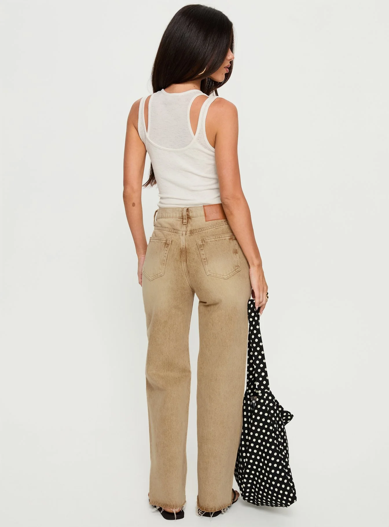Fawcett High Rise Straight Leg Jeans Tan - Image 5