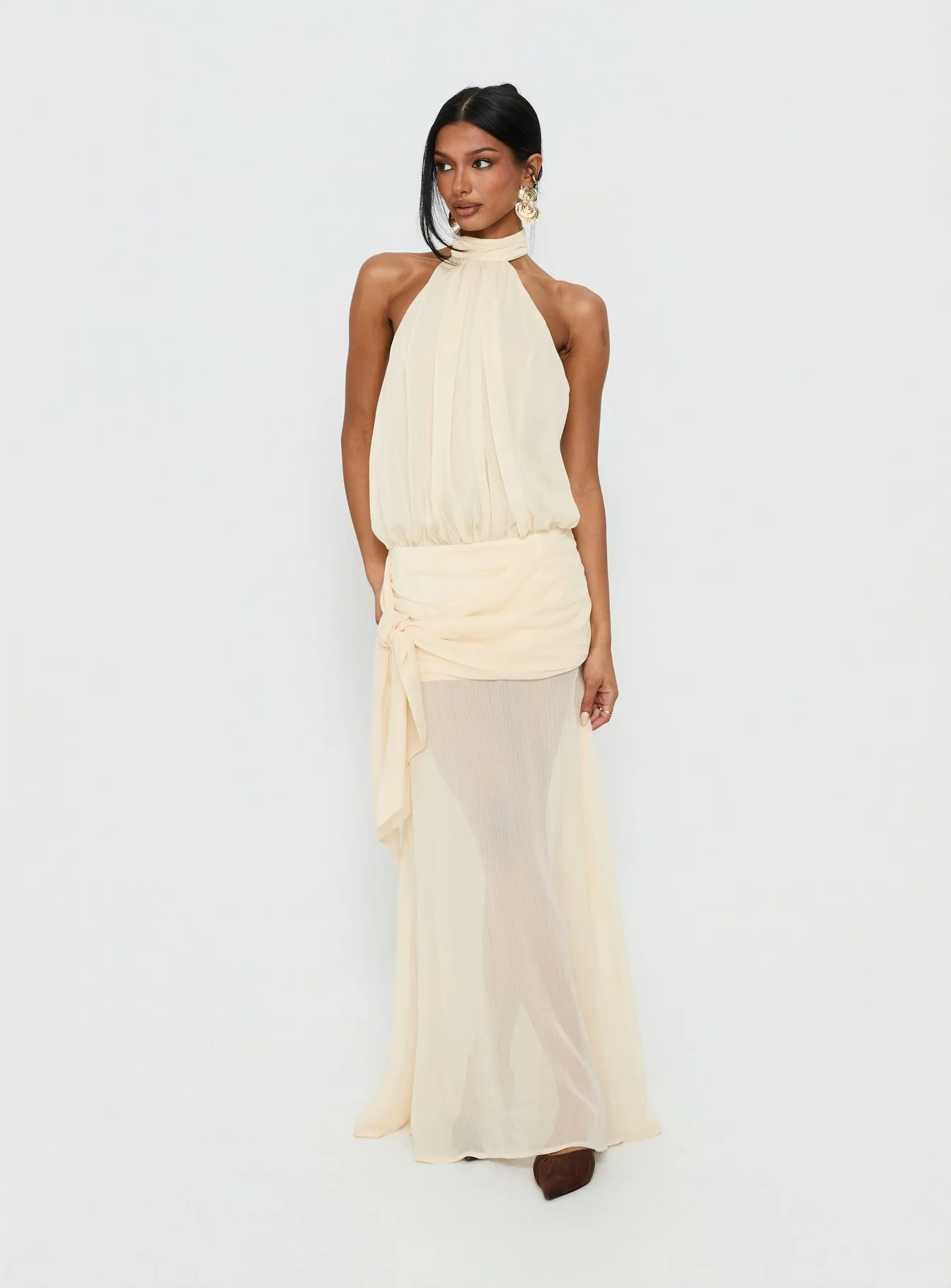 Faythe High Neck Maxi Dress Butter - Image 2