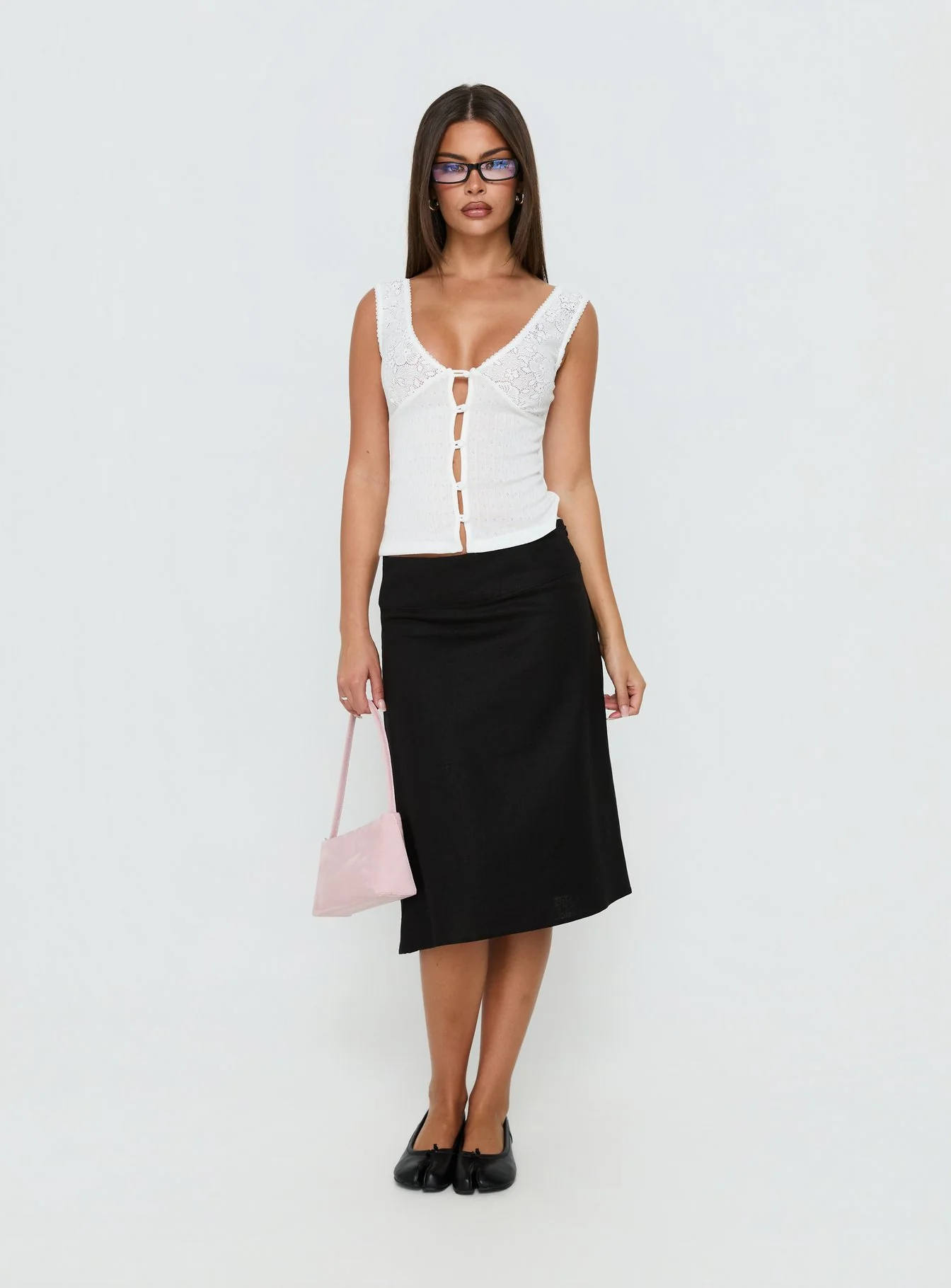 Fillipa Lace Button Down Top White - Image 3