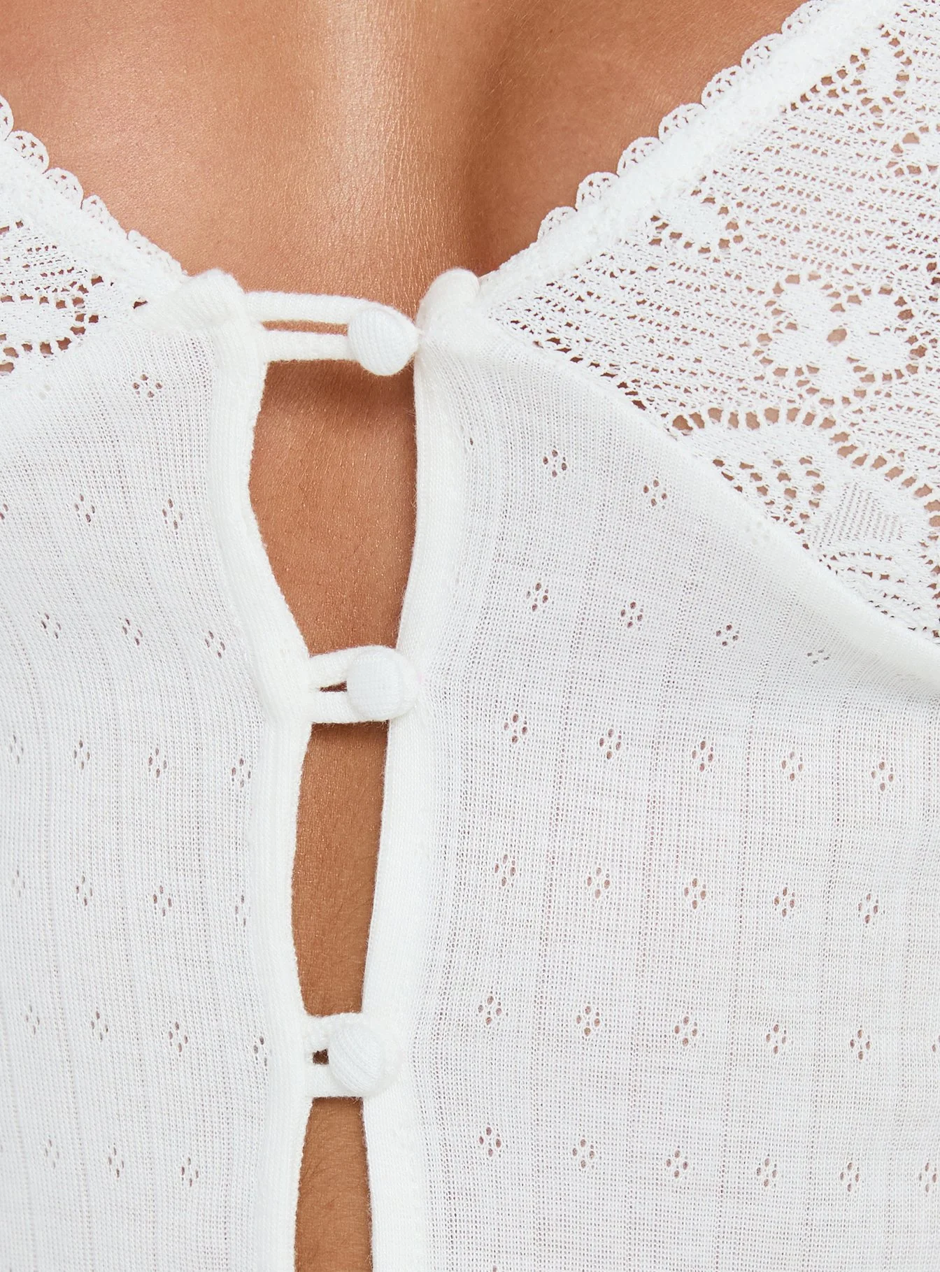 Fillipa Lace Button Down Top White - Image 6