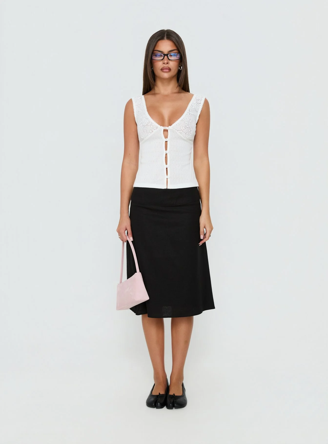 Fillipa Lace Button Down Top White - Image 7