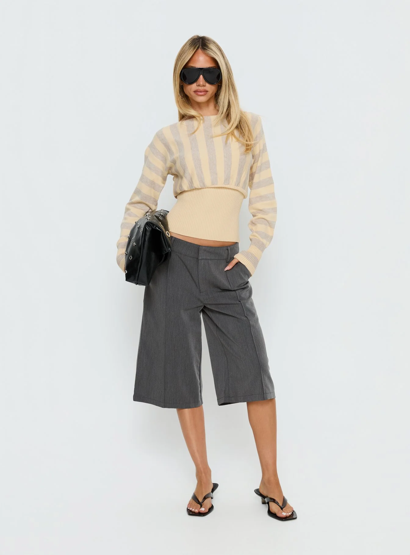 Finlea Cinched Long Sleeve Top Yellow Stripe - Image 3