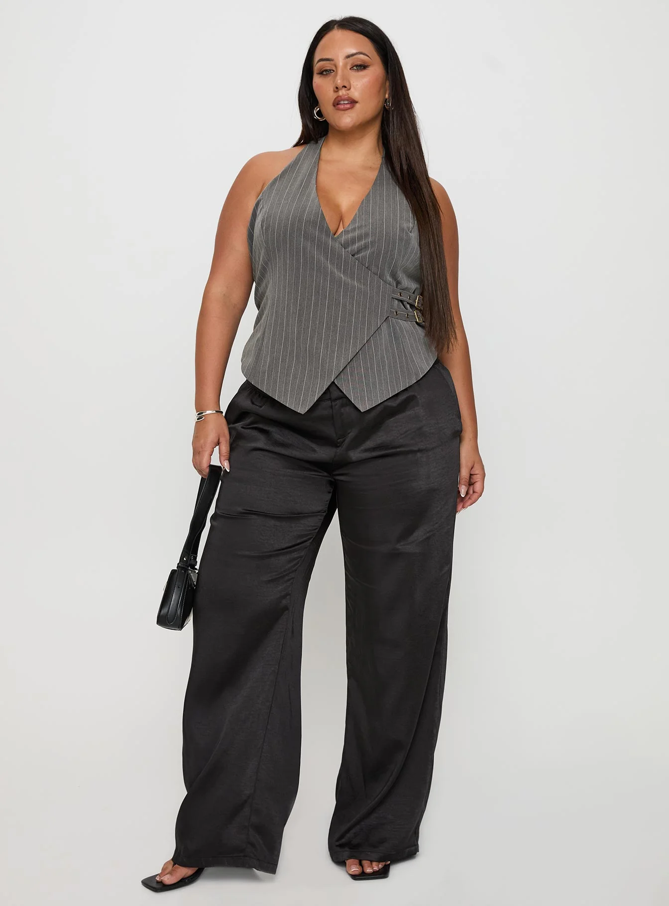 First Place Low Rise Satin Pant Black Curve - Image 3