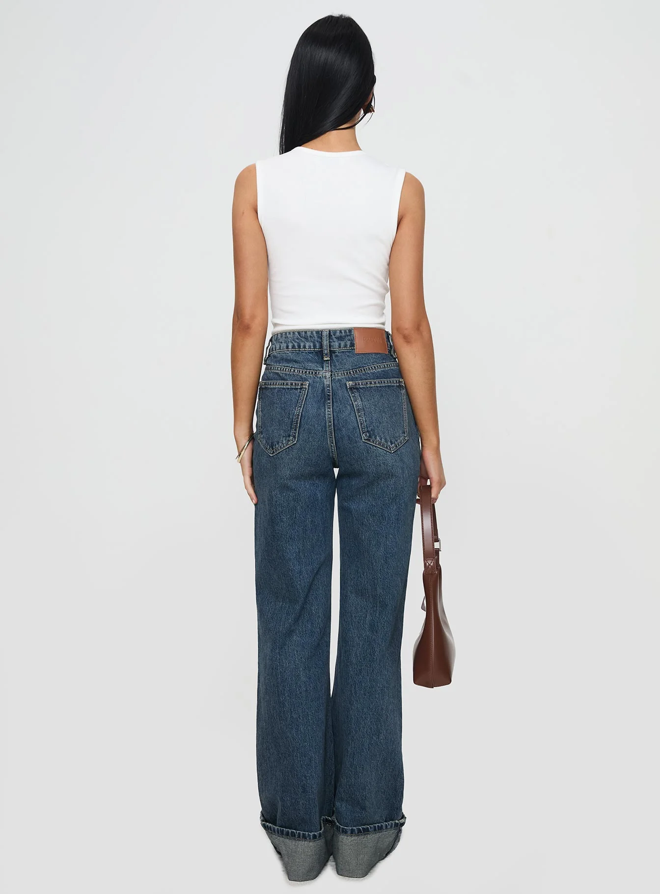 Florida Keys Mid Rise Straight Leg Cuffed Jeans Mid Blue - Image 5