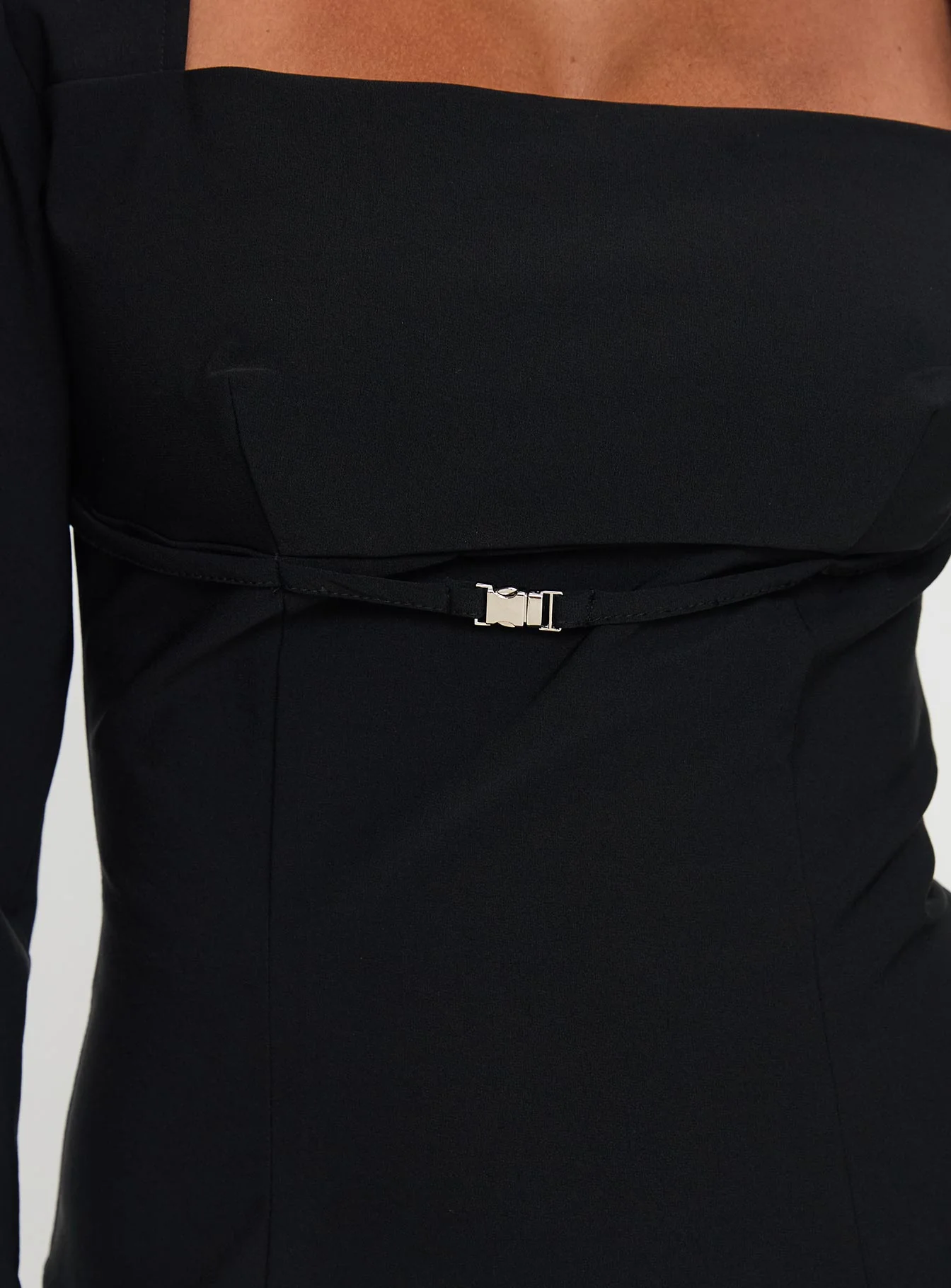 Flounce Long Sleeve Top Black - Image 5