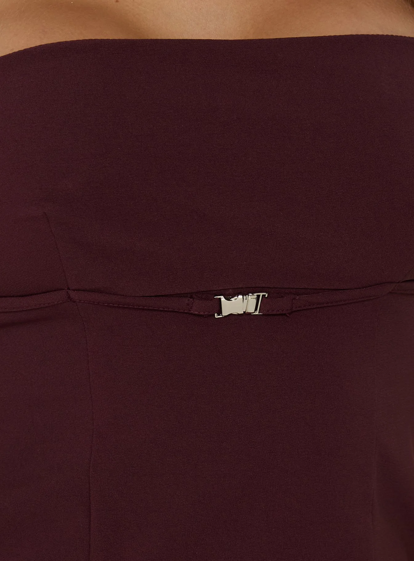 Flounce Strapless Top Plum - Image 6