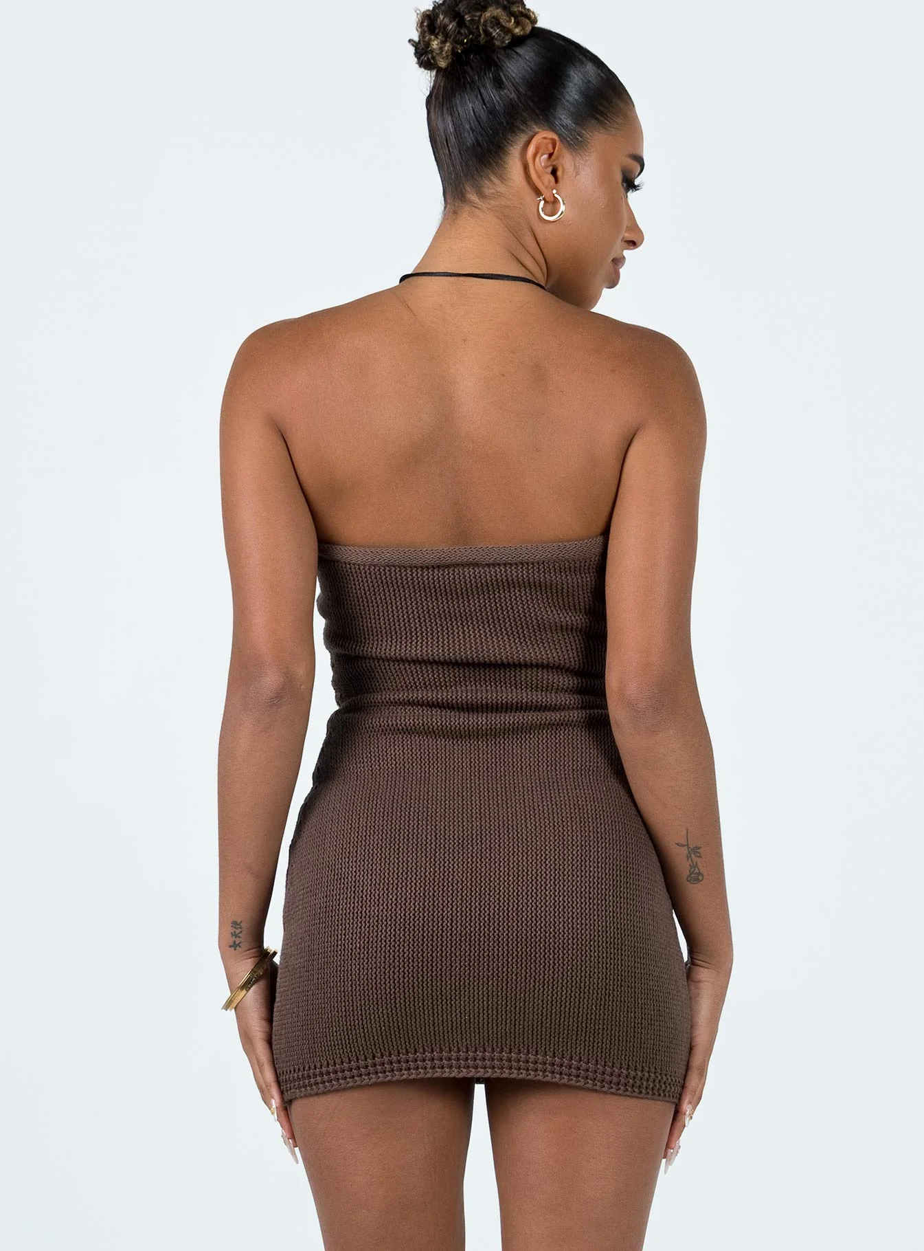 Flow Strapless Mini Dress Brown - Image 5